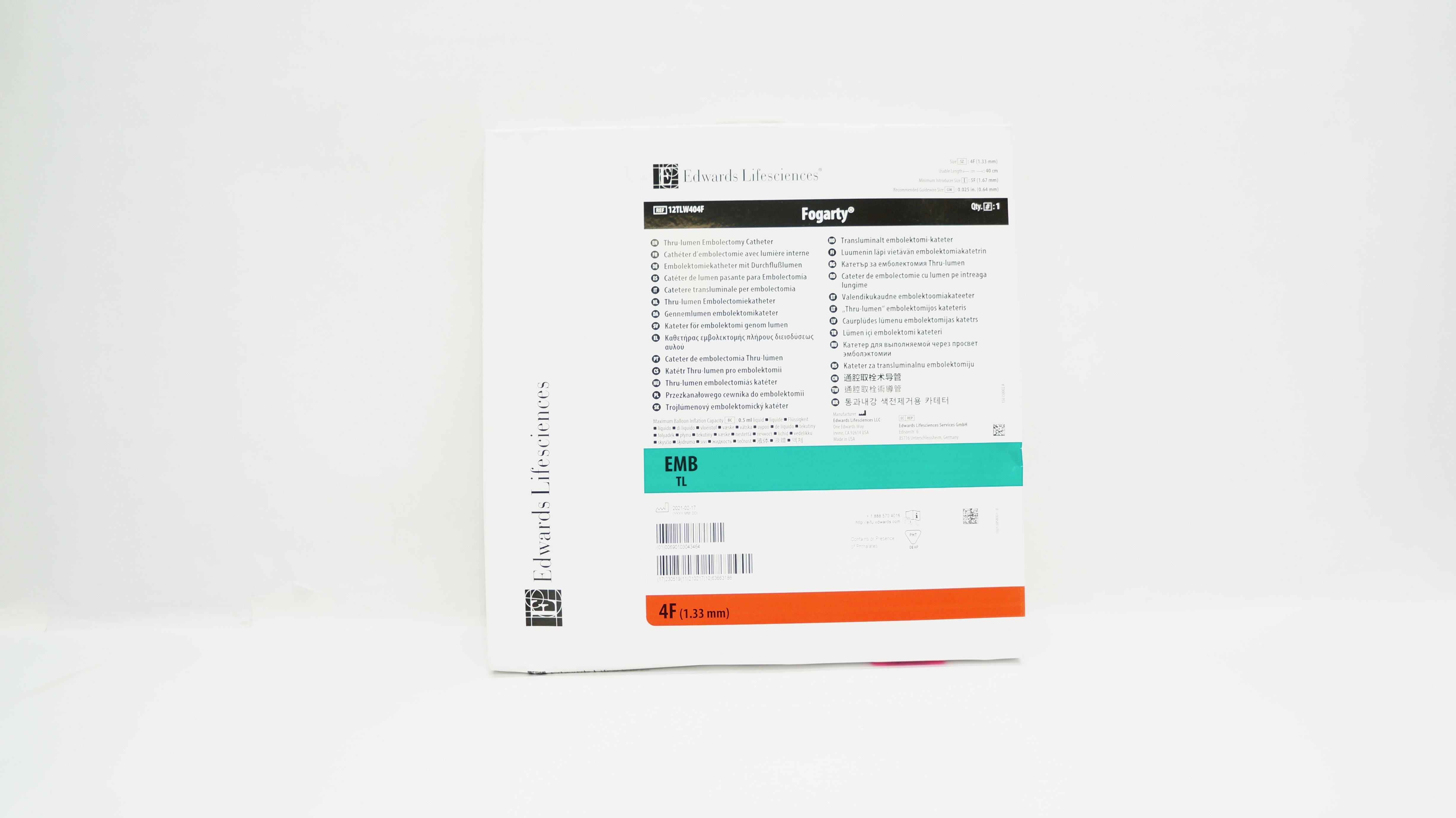 Edwards Lifesciences 12TLW404F Fogarty Thru-Lumen Embolectomy Cath. 4F x 40cm(x)