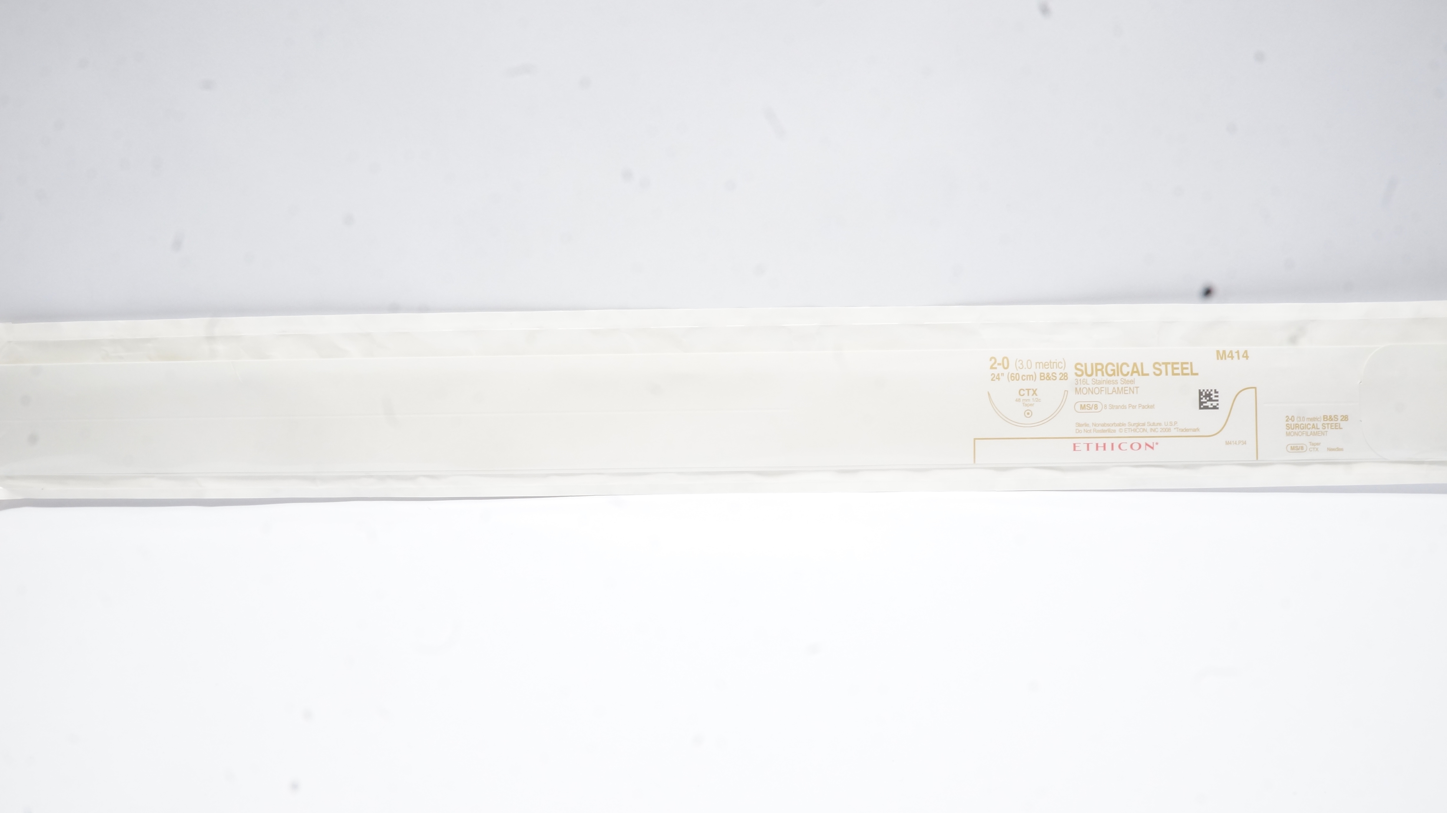 Ethicon M414 2-0 Surgical Steel 316L CTX 48mm 1/2c Taper, 24inch (x)