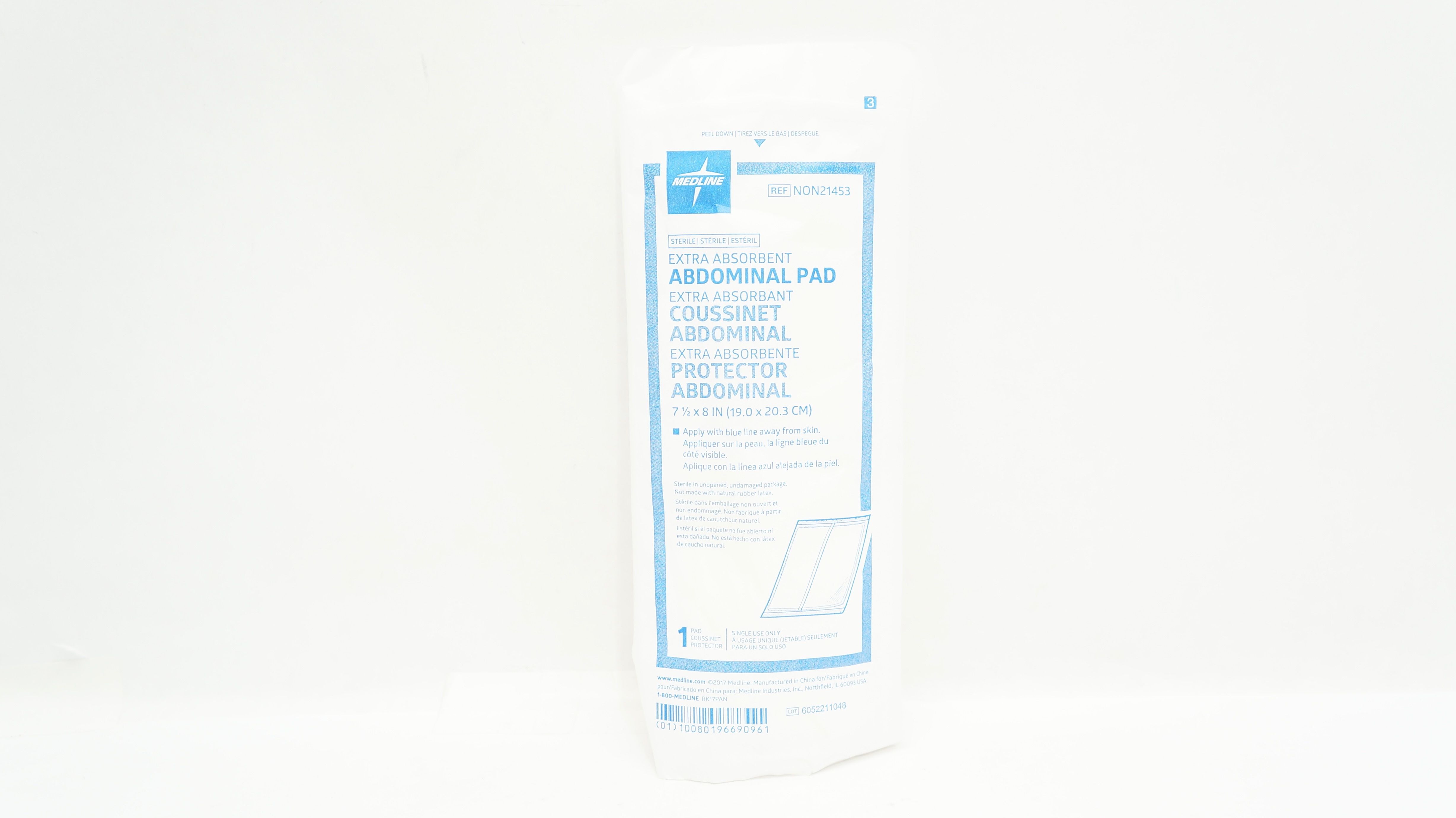 Medline NON21453 Extra Absorbent Abdominal Pad 7-1/2inch x 8inch