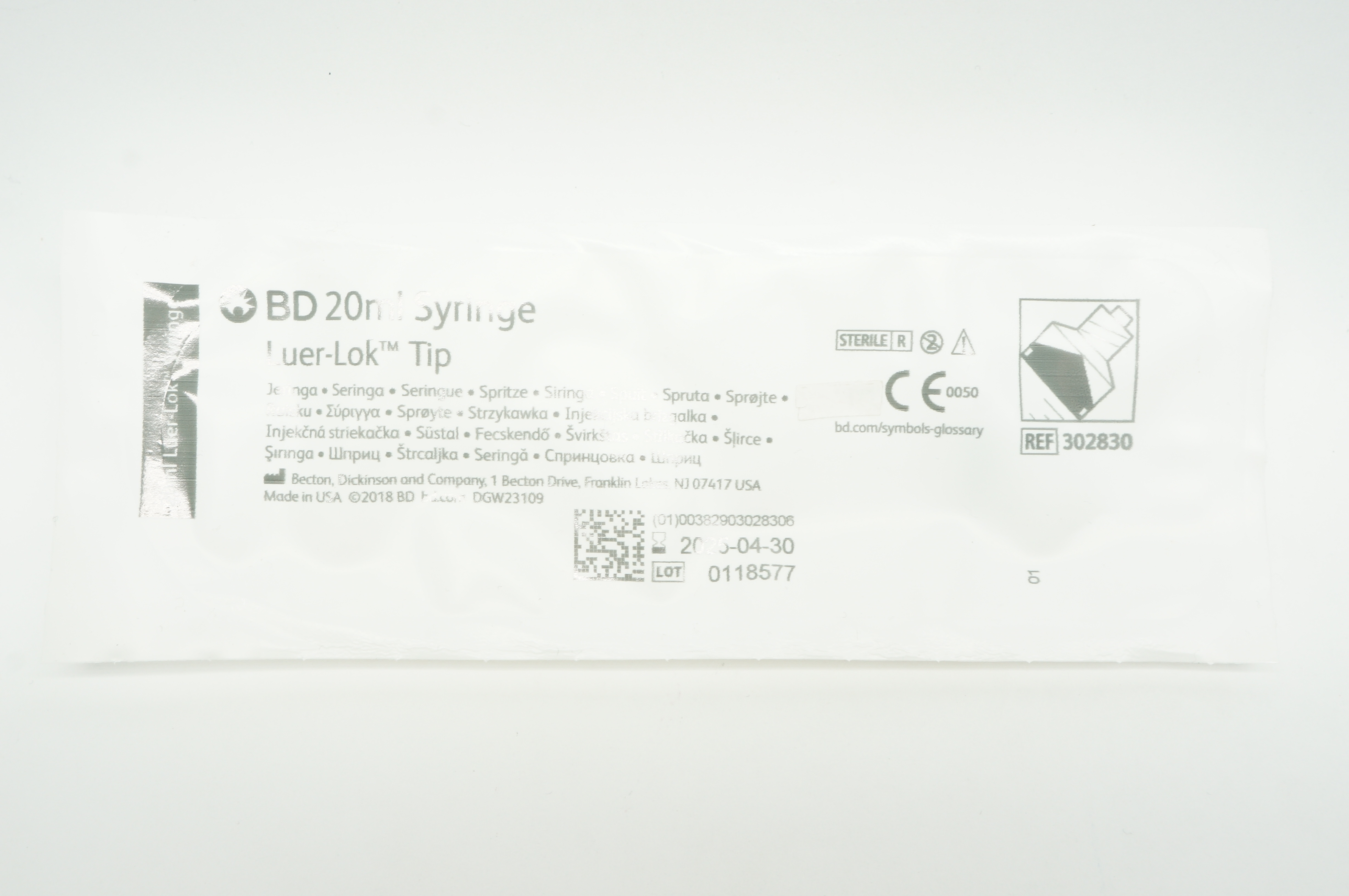 BD 302830 Syringe Luer-Lok Tip 20 ml