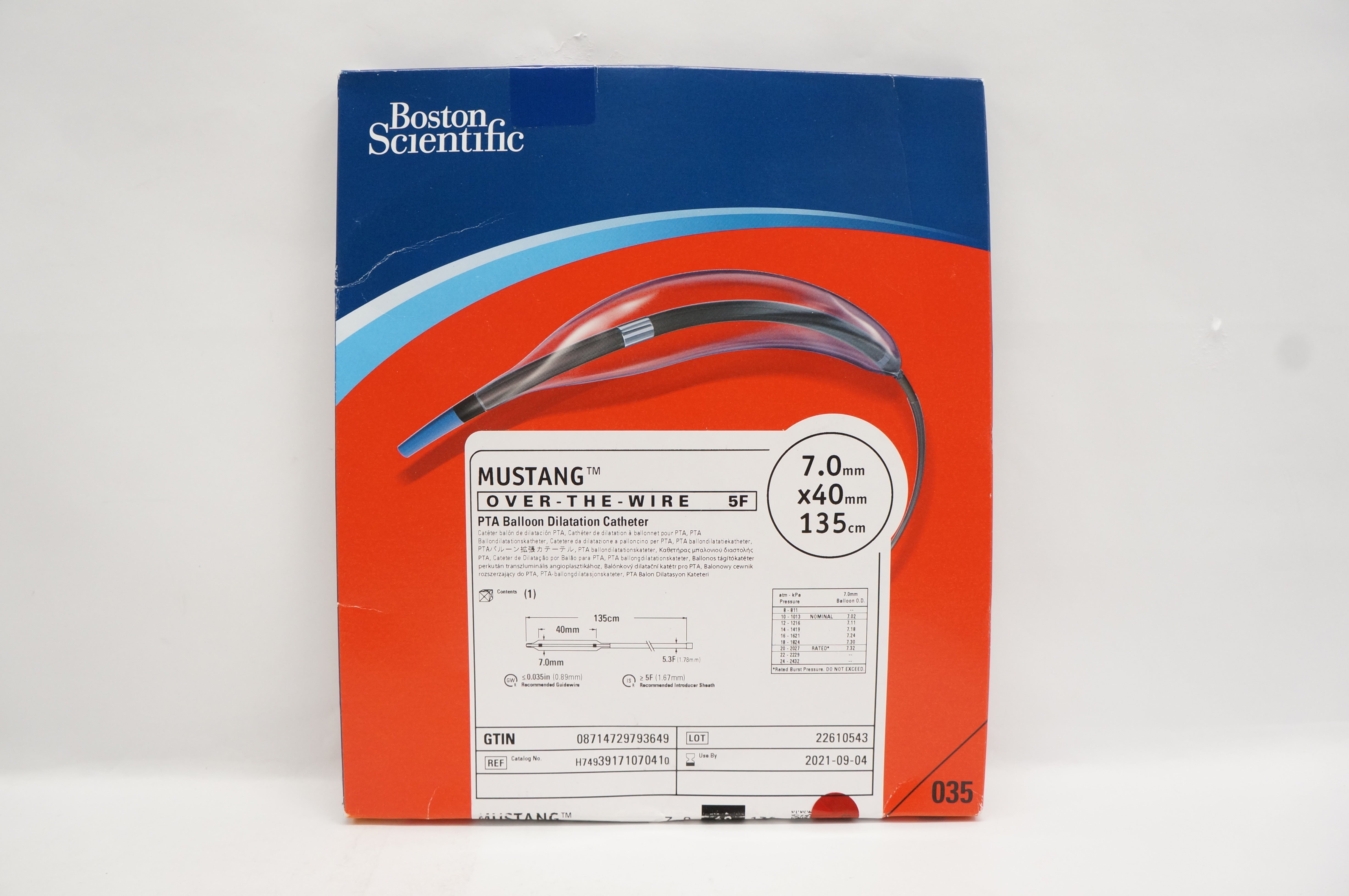 Boston Scientific H74939171070410 Mustang PTA Balloon Cath.7 x 40mm x 135cm (x)
