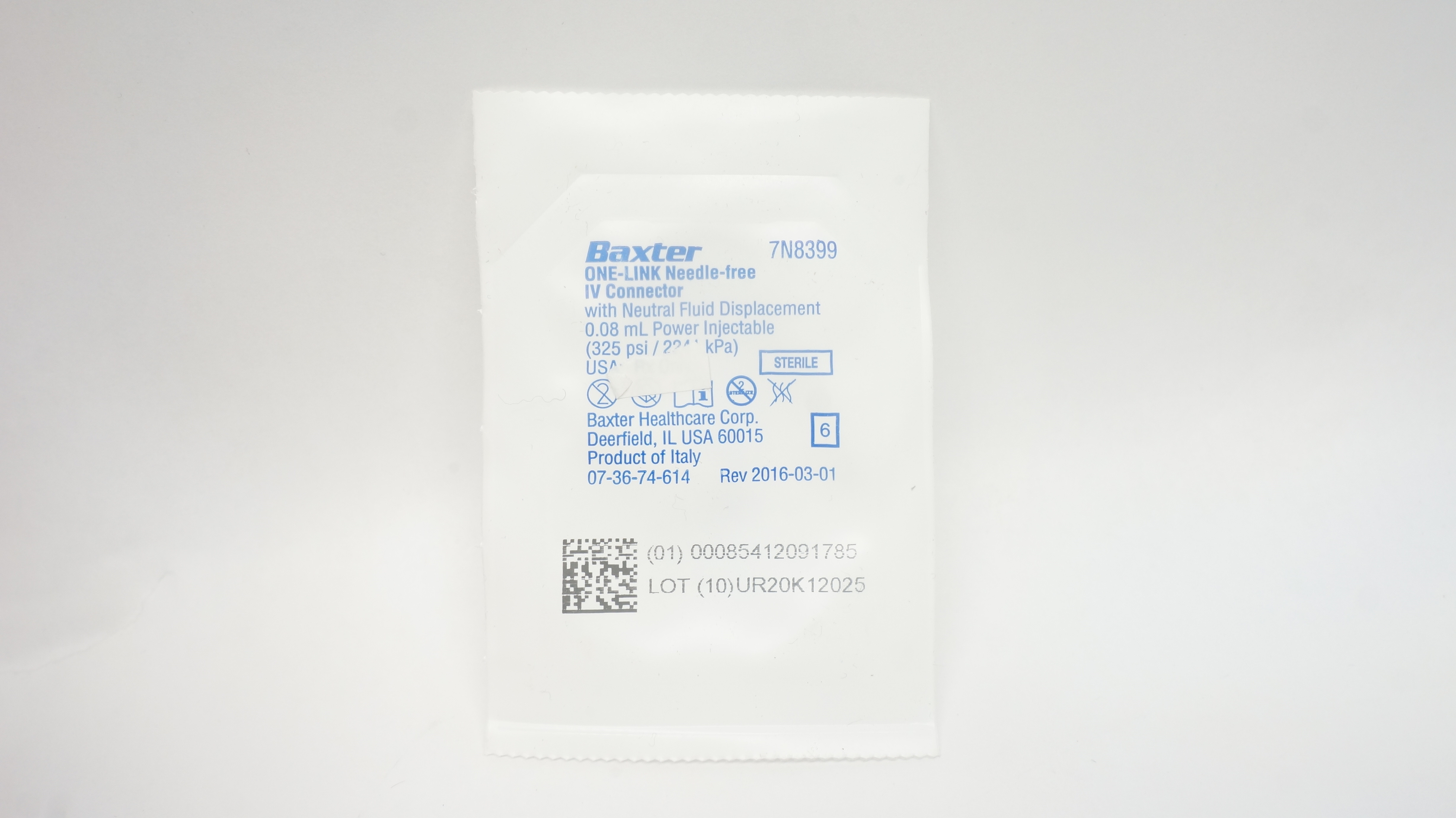 Baxter 7N8399 One-Link Ndle-Free IV Connector 0.08mL Power Injectable