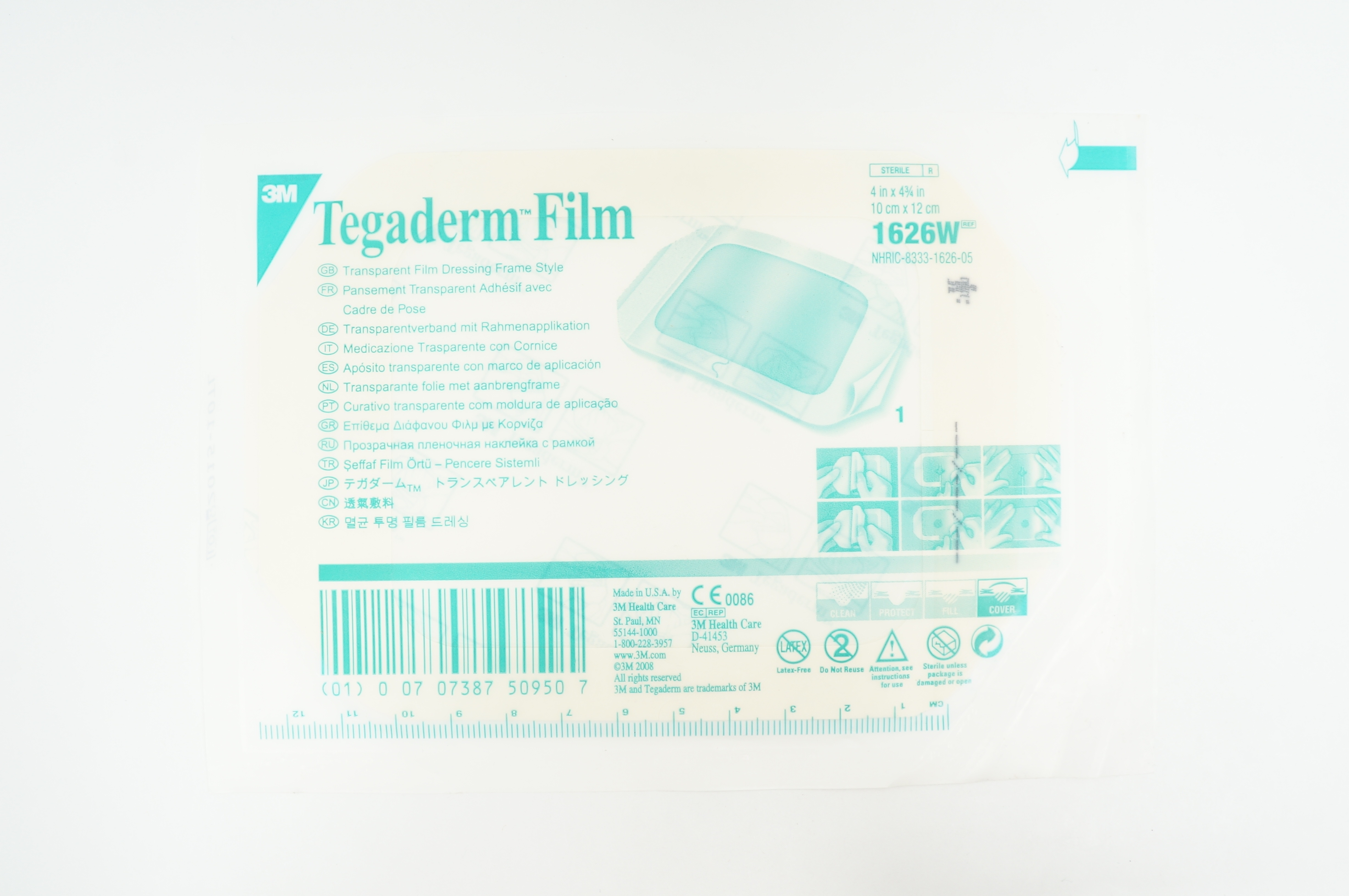 3M 1626W Tegaderm Transparent Film Dressing Frame Style 4inch x 4-3/4inch (x)