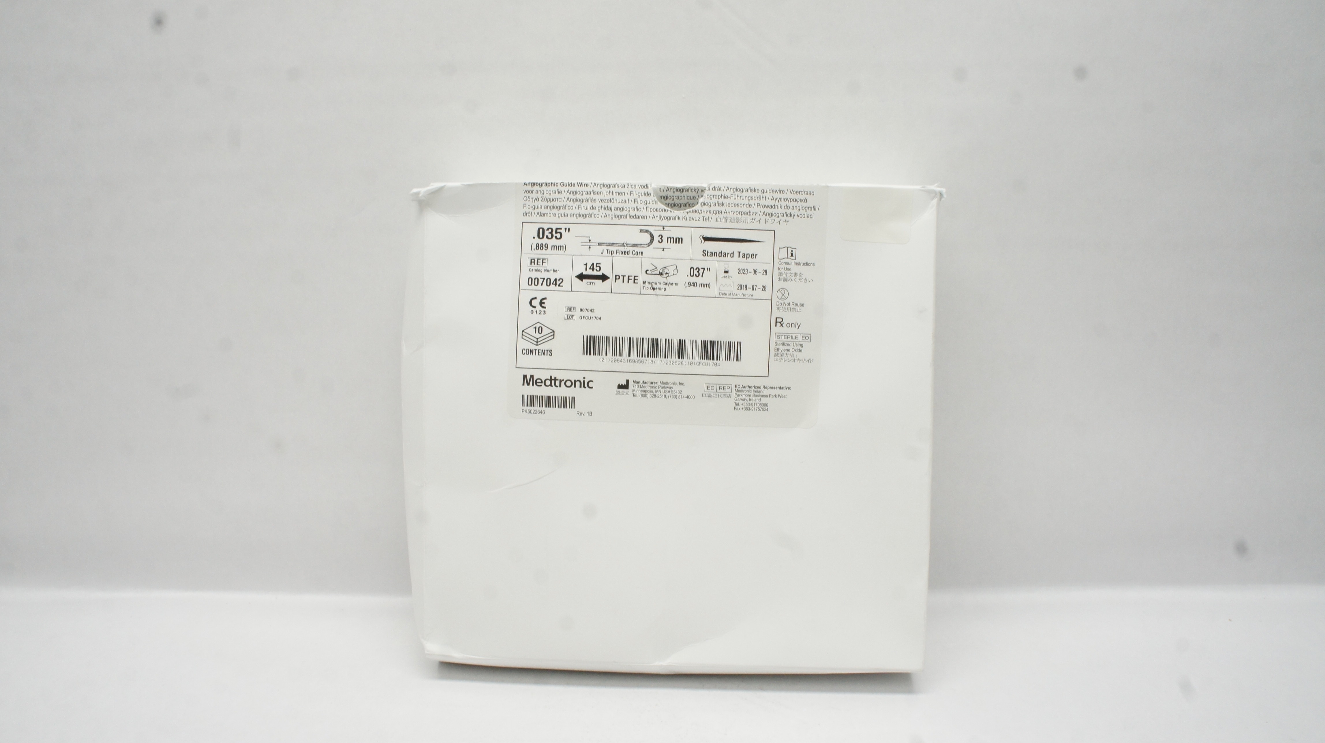 Medtronic 007042 Angiographic Guide Wire .035inch x 3mm x 145cm (x) - Box of 10