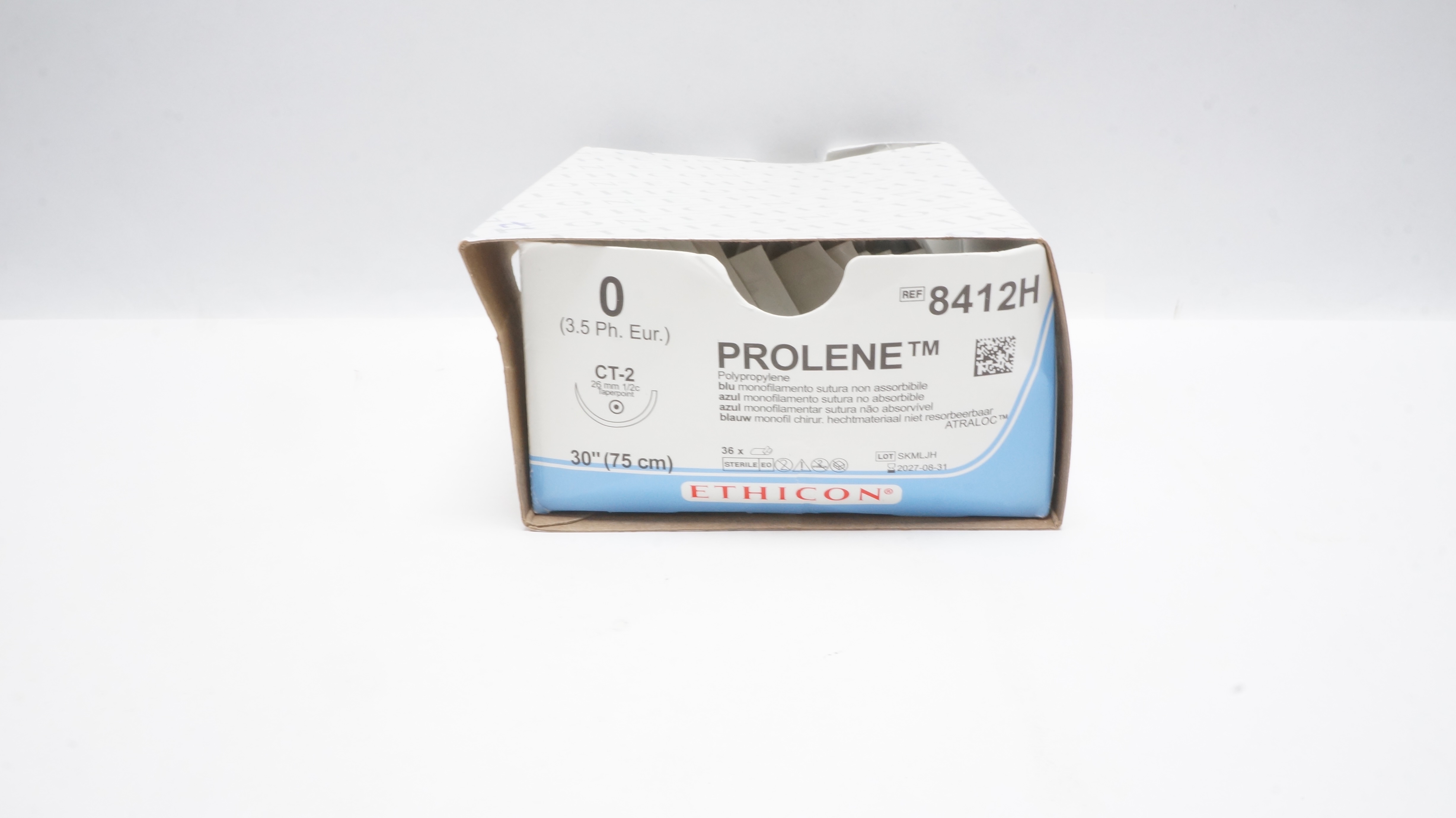 Ethicon 8412H 0 PROLENE Stre CT-2 26mm 1/2c Taperpoint, 30inch - Box of 17