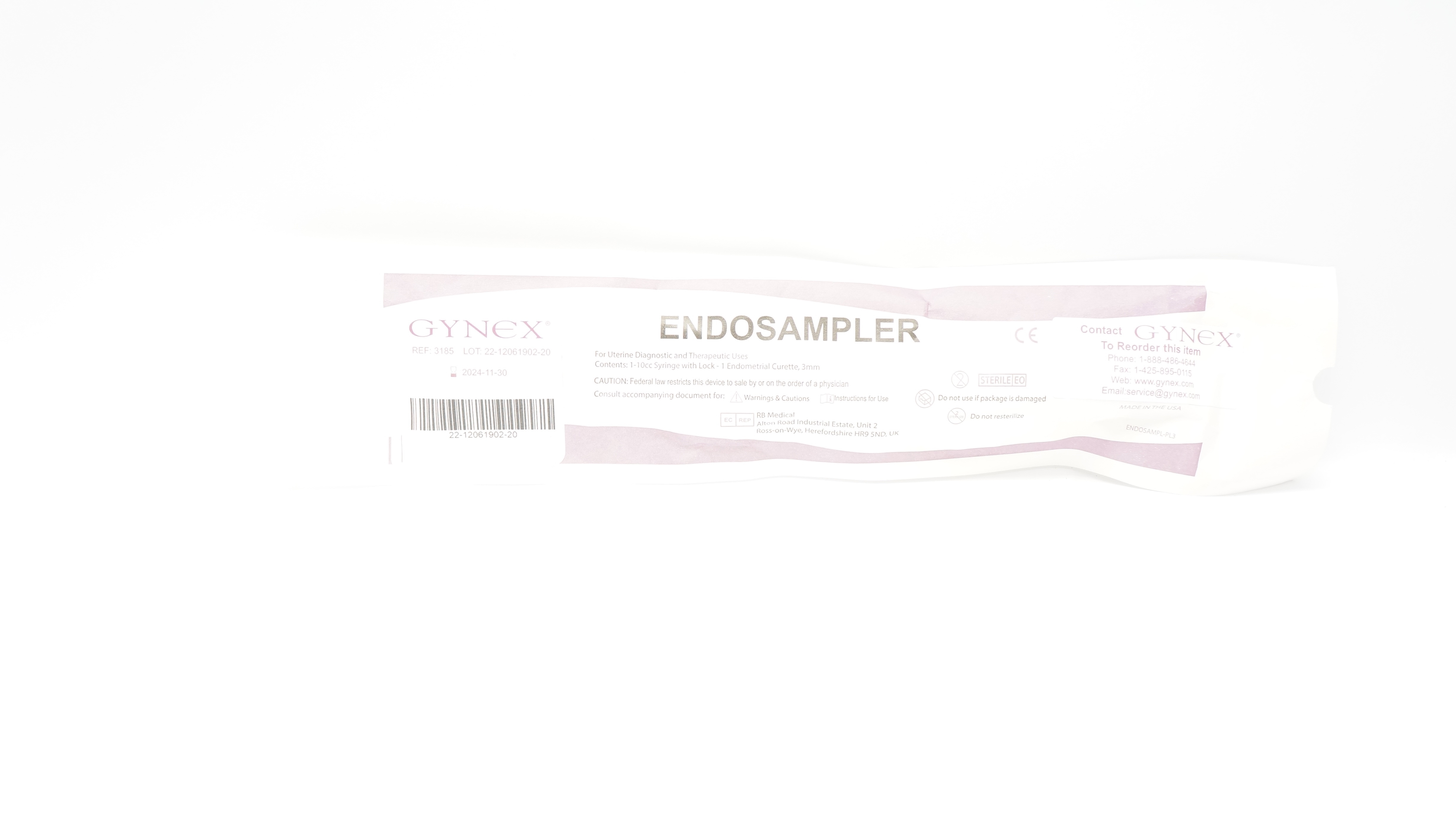 Gynex 3185 Endosampler 10cc Syringe with Lock -1Endometrial Curette 3mm