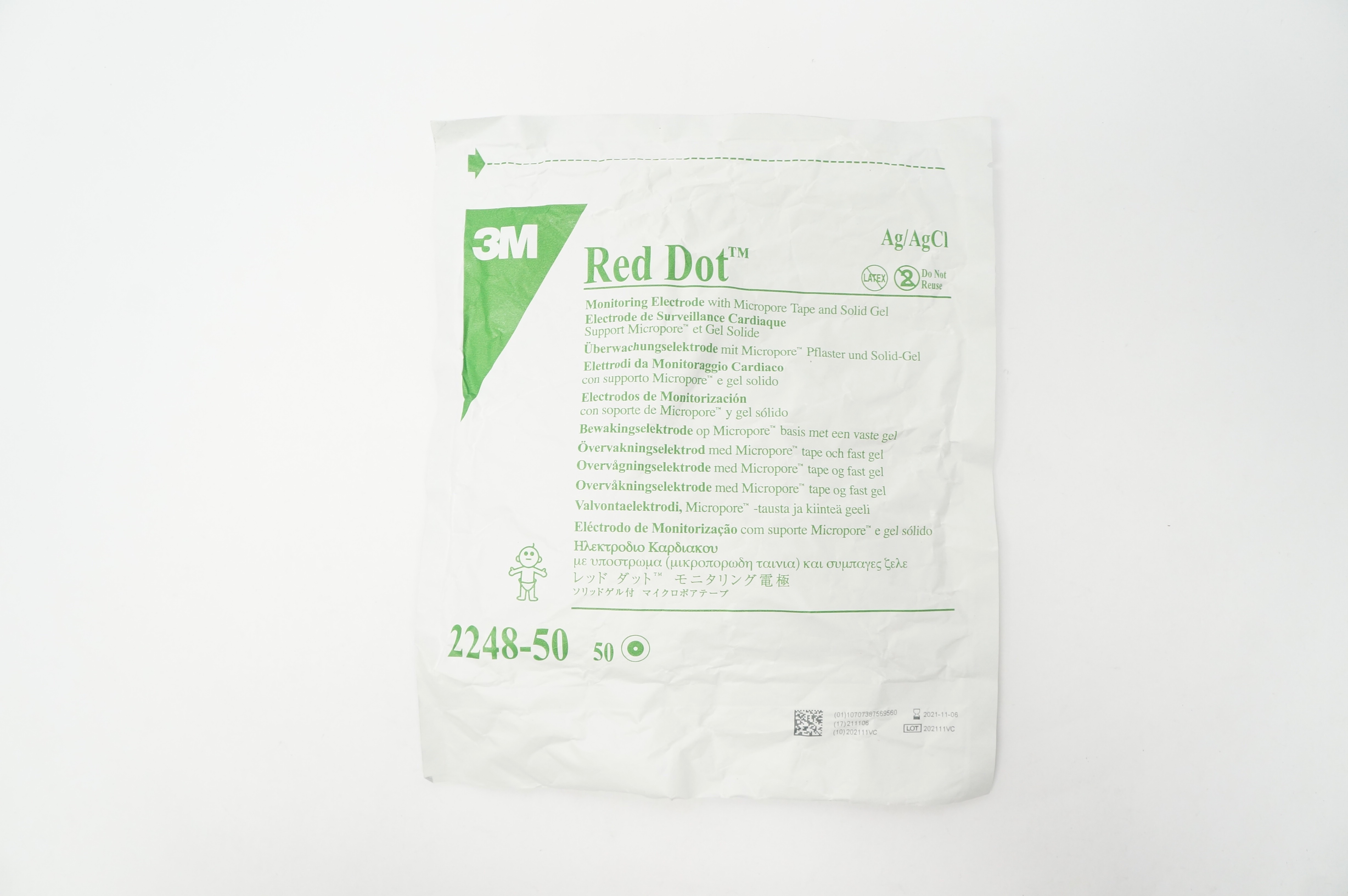 3M 2248-50 Red Dot Monitoring Electrode - Pack of 50 (x)