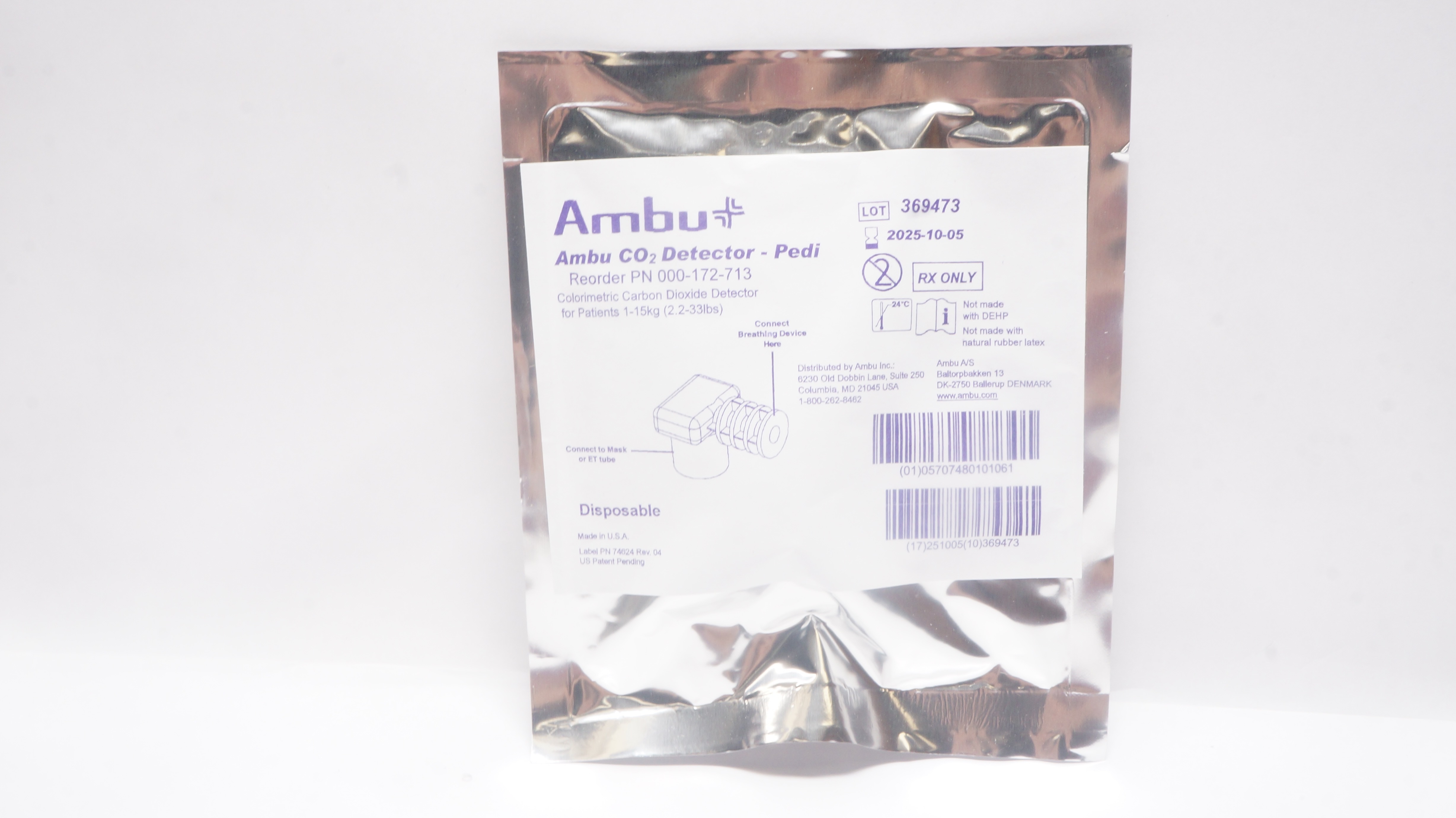 Ambu PN 000-172-713 CO2 Detector-Pedi Colorimetric Detector 2.2-33lbs