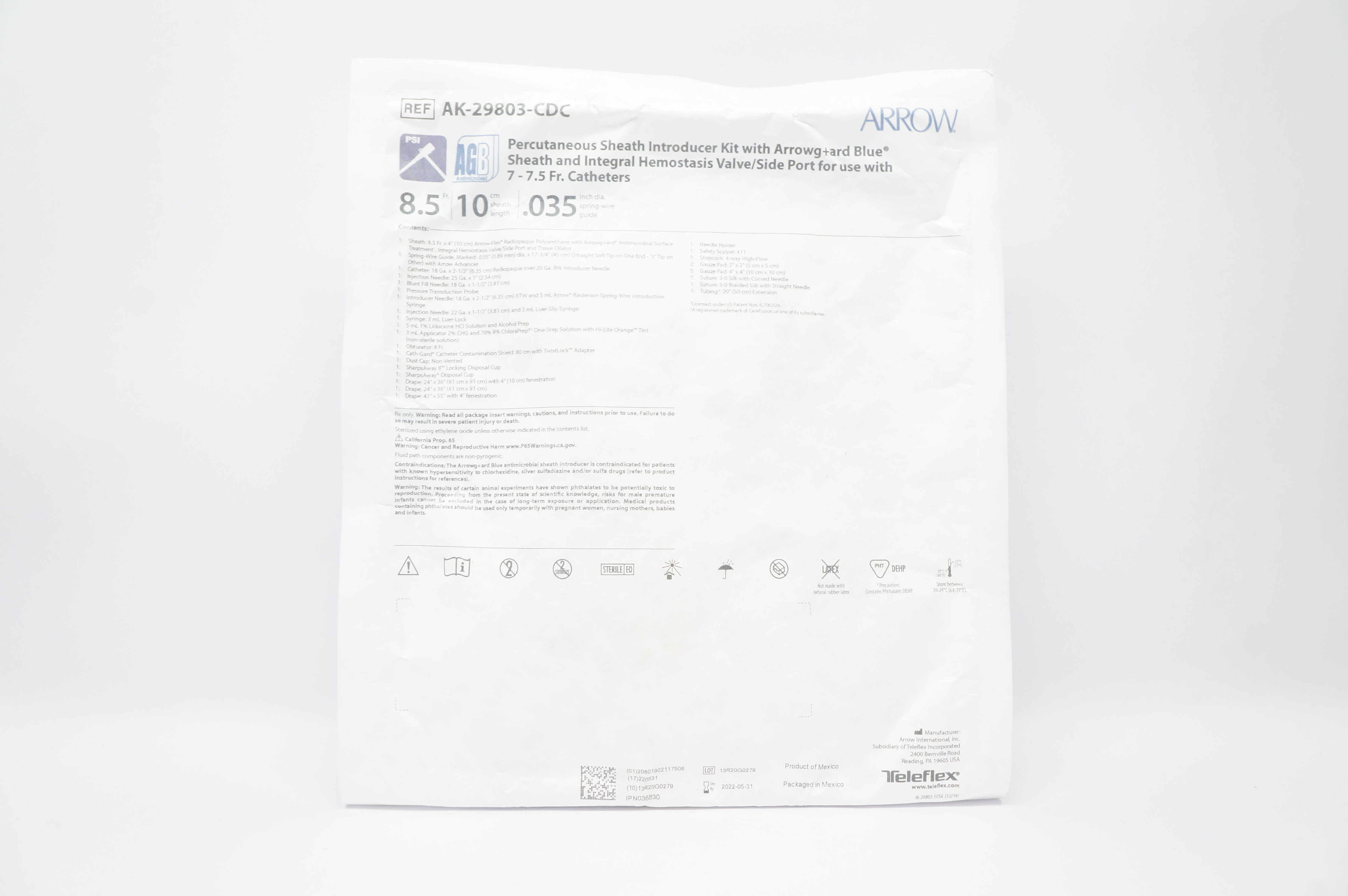 Arrow AK-29803-CDC Arrowgard Blue PSI Kit 8.5Fr x 10cm x 0.35 inch (x)