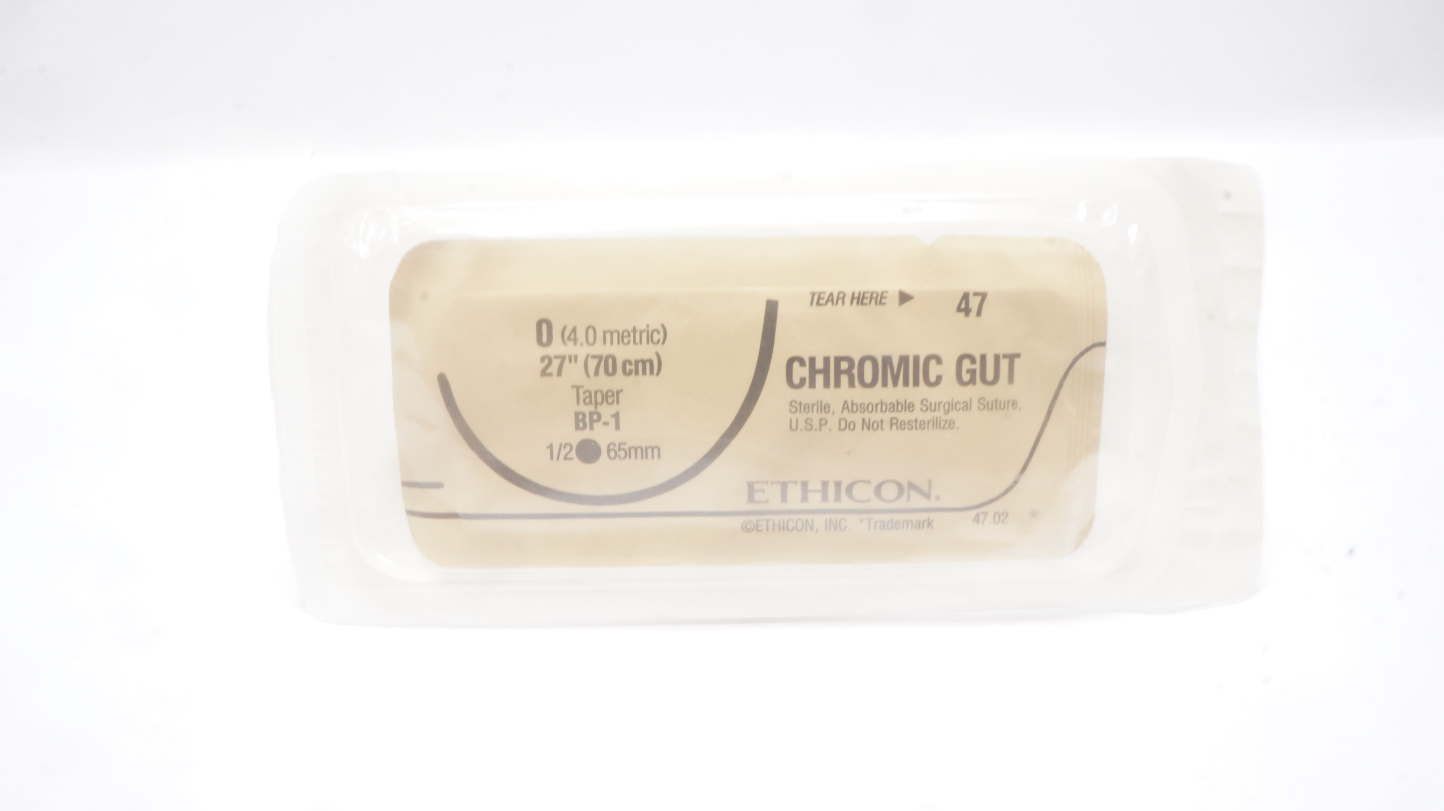 Ethicon 47 0 Chromic Gut CT 65mm 1/2 Taper BP-1, 27inch (x)