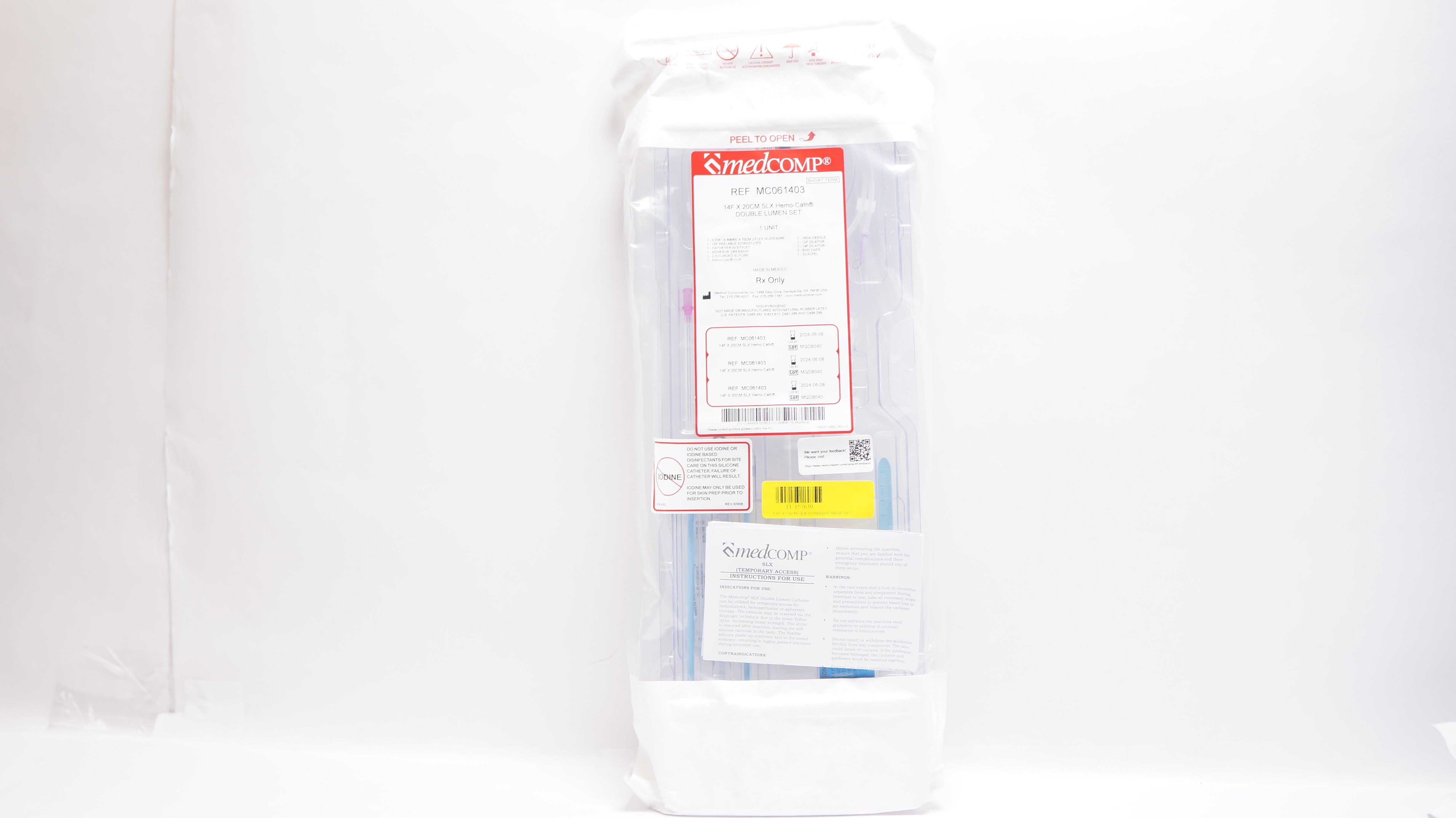 Medcomp MC061403 SLX Hemo-Cath Double Lumen Set 14F x 20cm