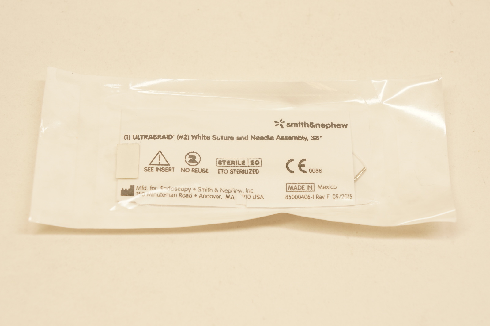 Smith&Nephew 7210914 ULTRABRAID White Stre and Ndle Assembly, 38inch