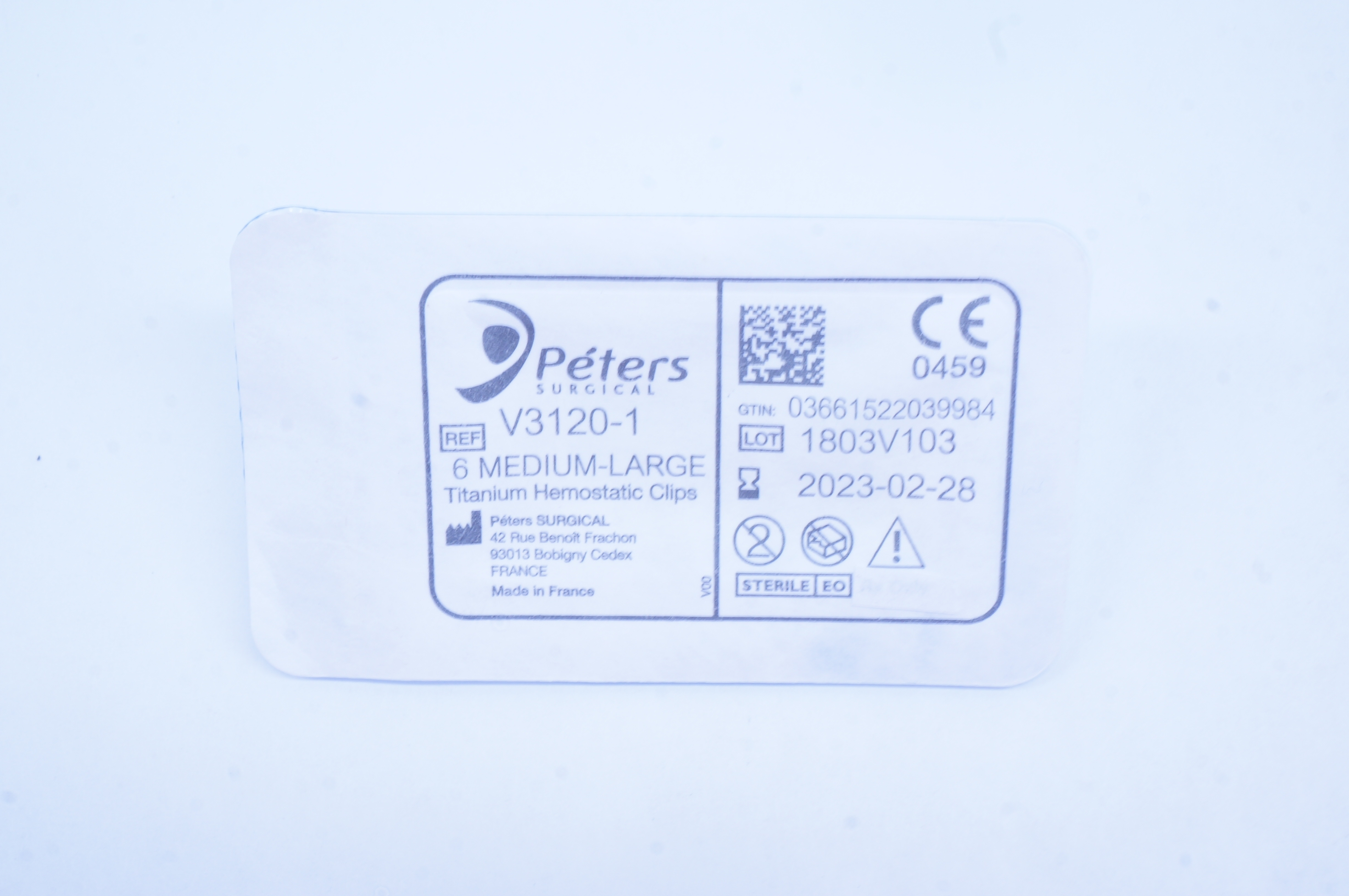 Peters Surgical V3120-1 Titanium Hemostatic Clips 6 Medium-Large