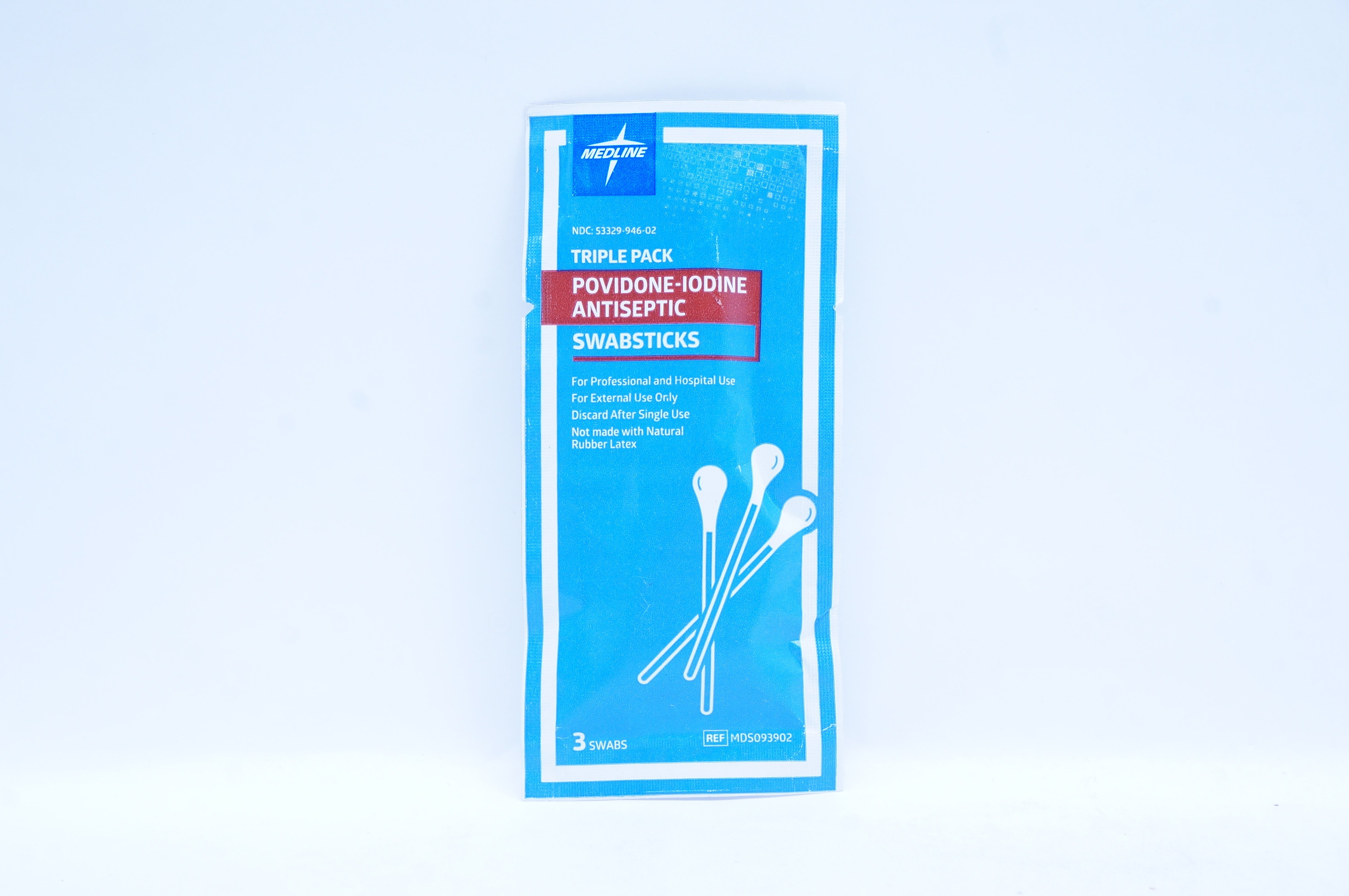 Medline MDS093902 Triple Pack Povidone-Iodine Swabsticks (x) - Pack of 3