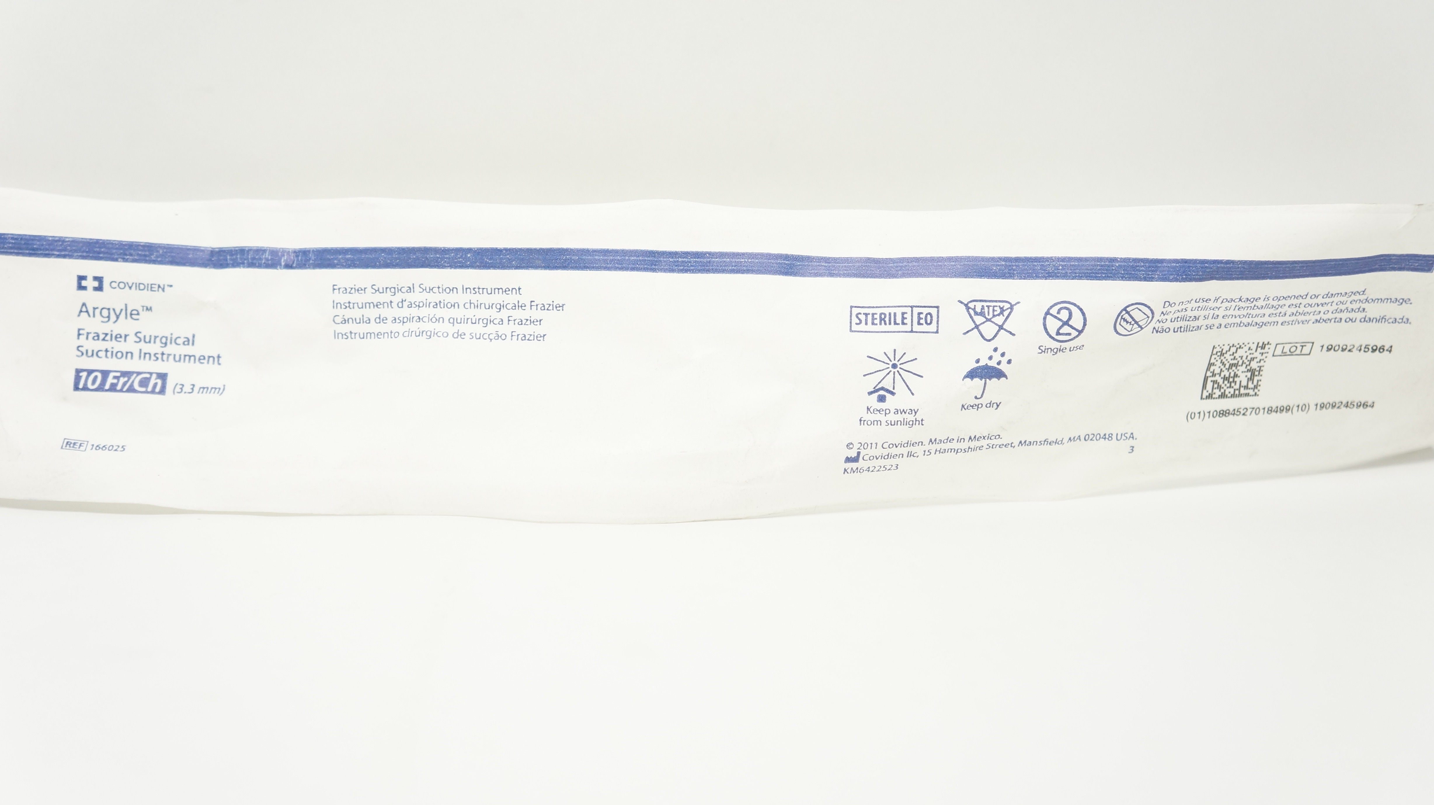 Covidien 166025 Argyle Frazier Surgical Suction Instrument 10Fr/Ch