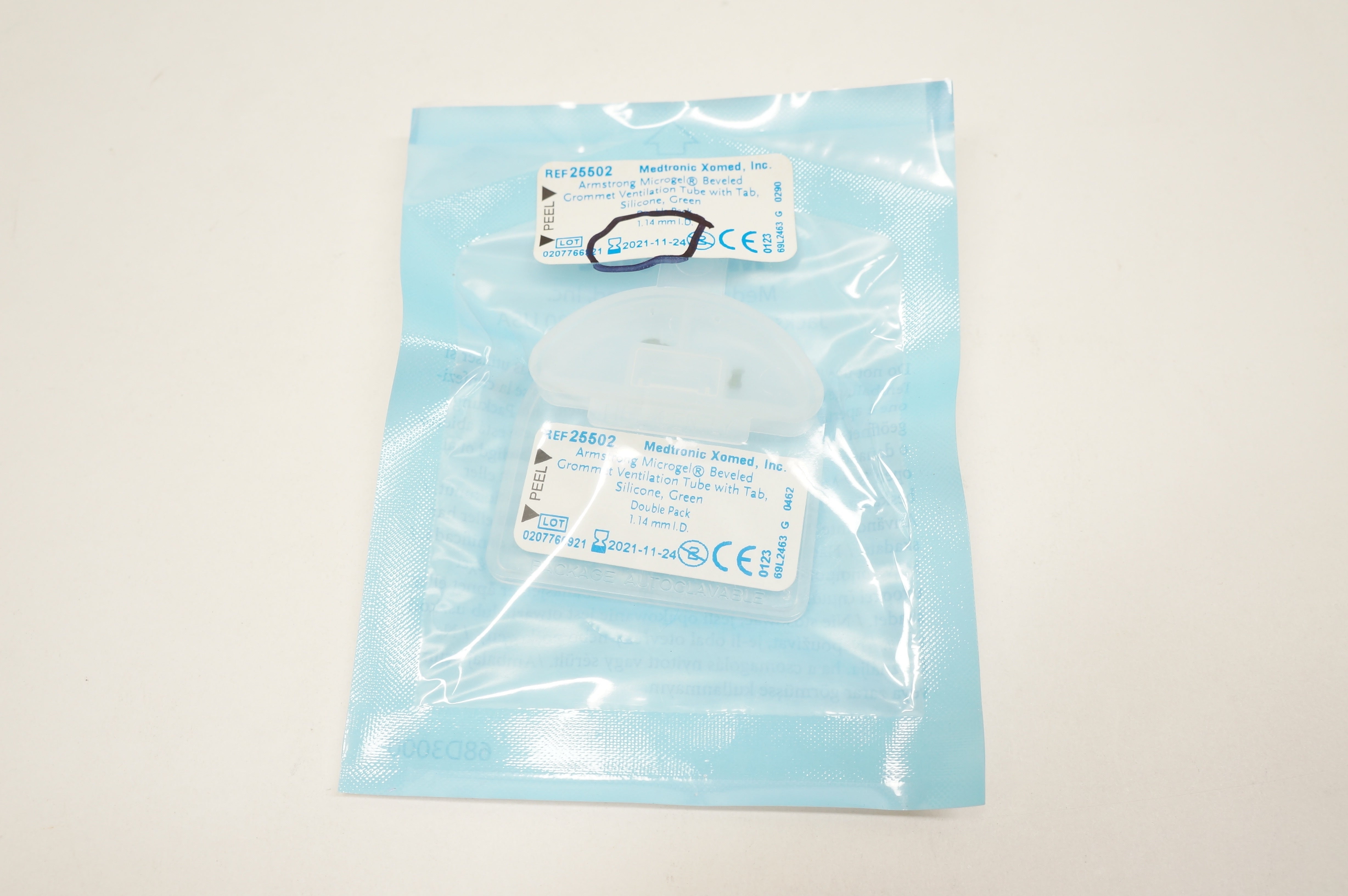 Medtronic 25502 Armstrong Microgel Beveled Grommet Ventilation Tube 1.14mm ID