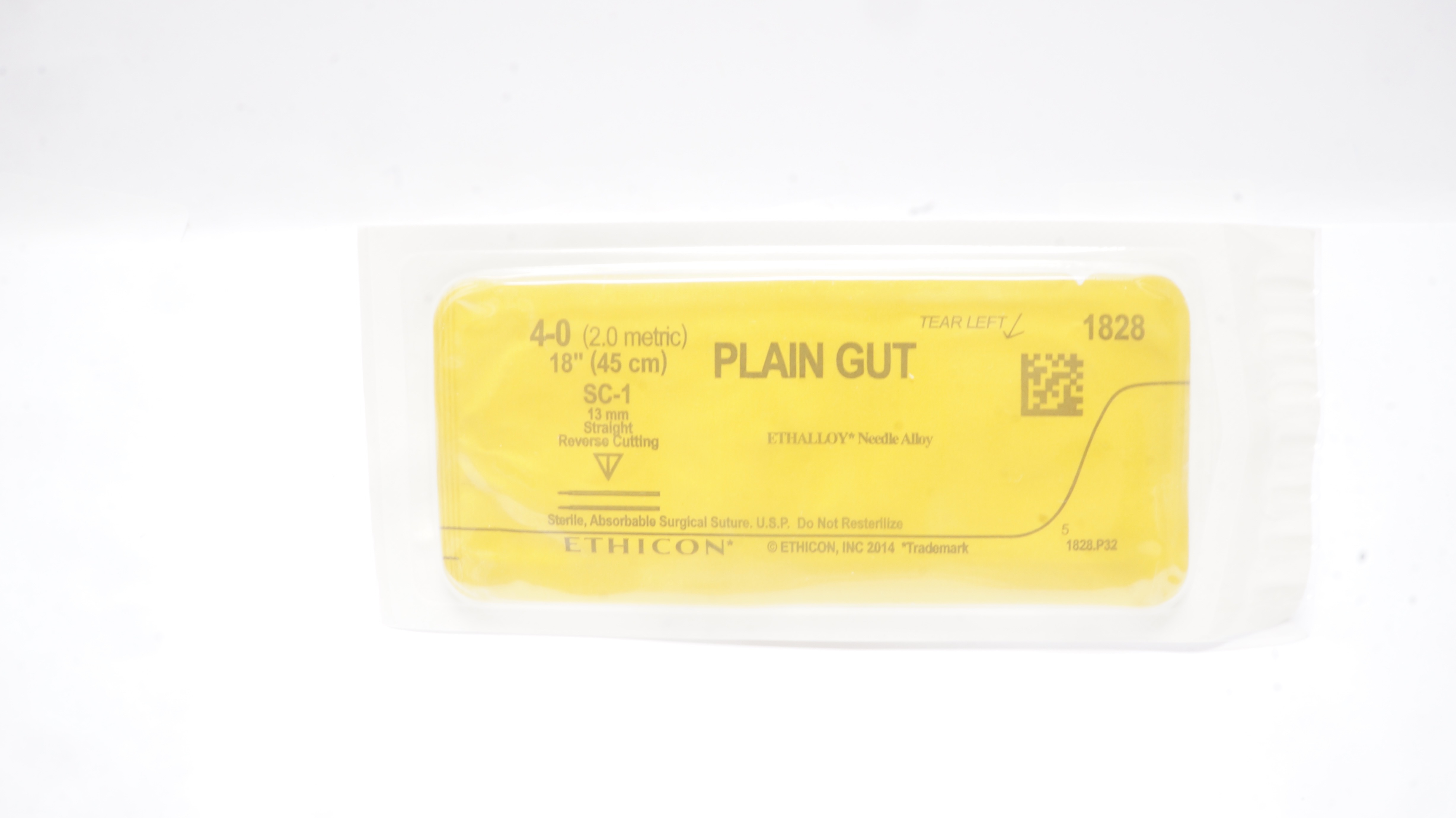 Ethicon 1828 Plain Gut 4-0 18in SC-1 13mm Straight Reverse Cutting (x)