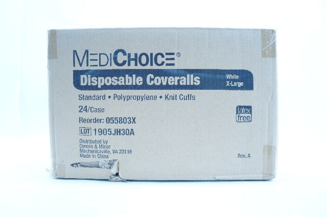 MediChoice 055803X Disposable Coveralls, White, X-Large - Case of 24