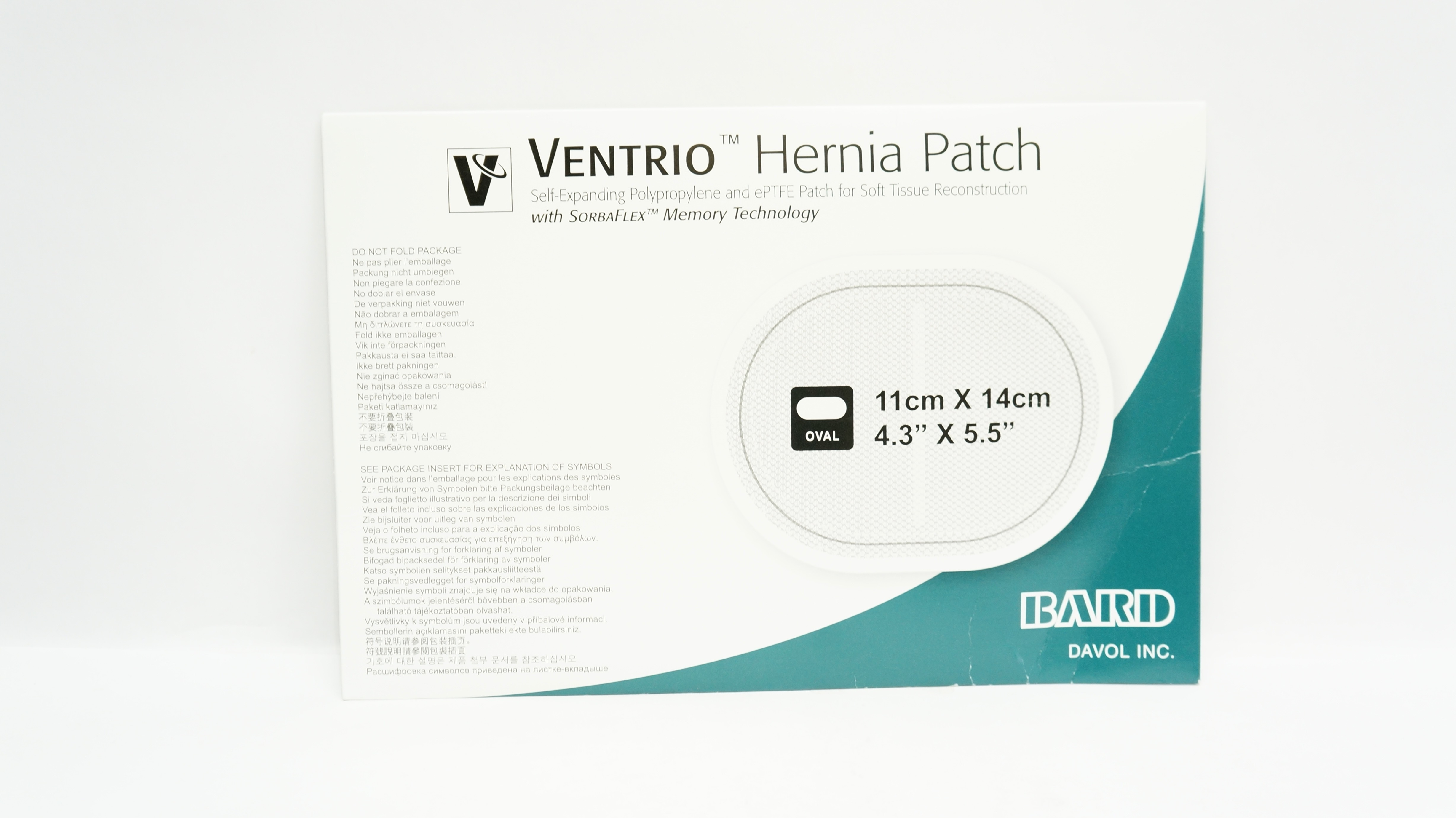 Bard 0010215 Ventrio Hernia Patch Oval 4.3in x 5.5in (x)