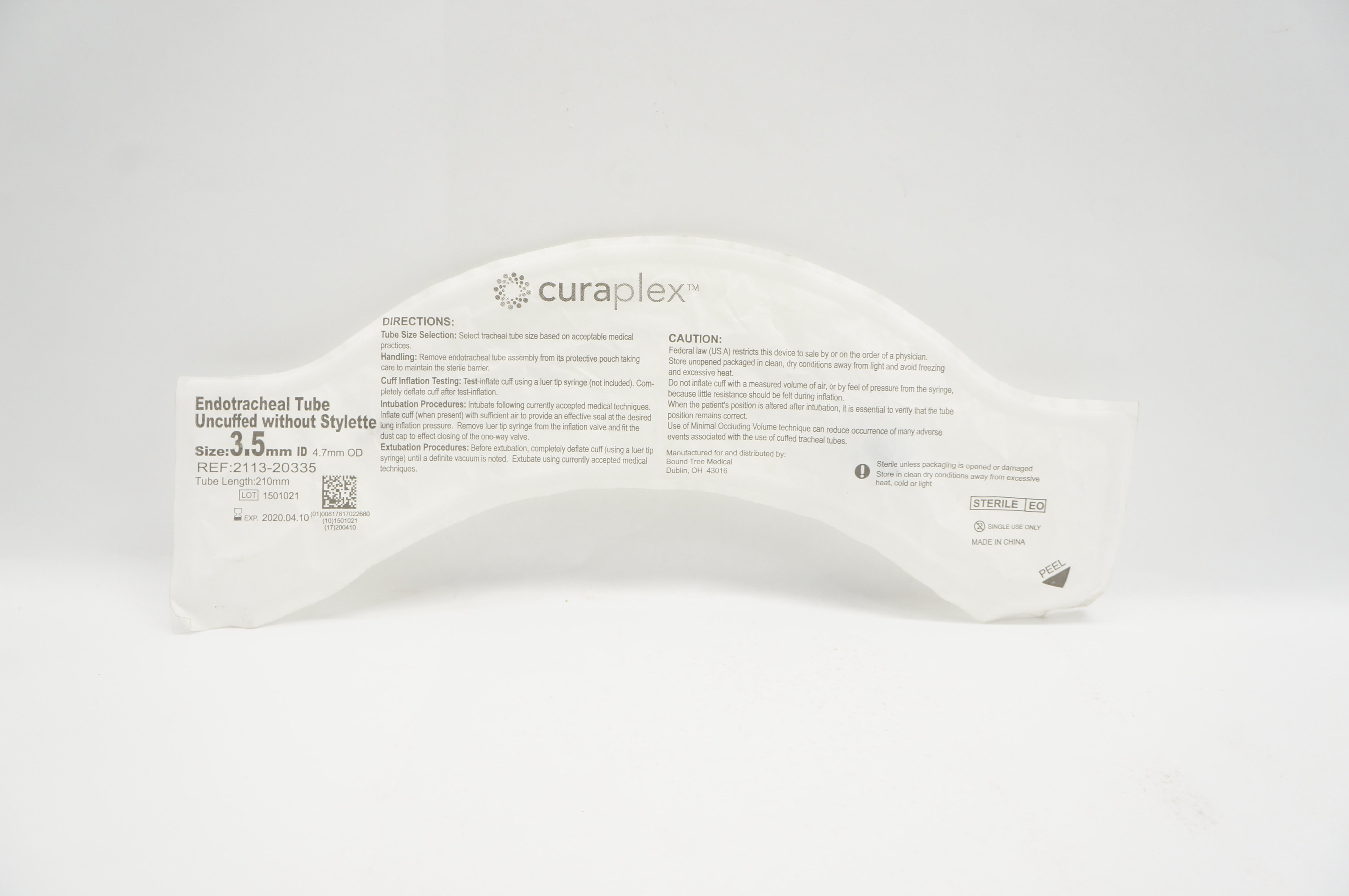 Curaplex 2113-20335 Endotracheal Tube, Uncuffed without Stylette 3.5 ID (x)