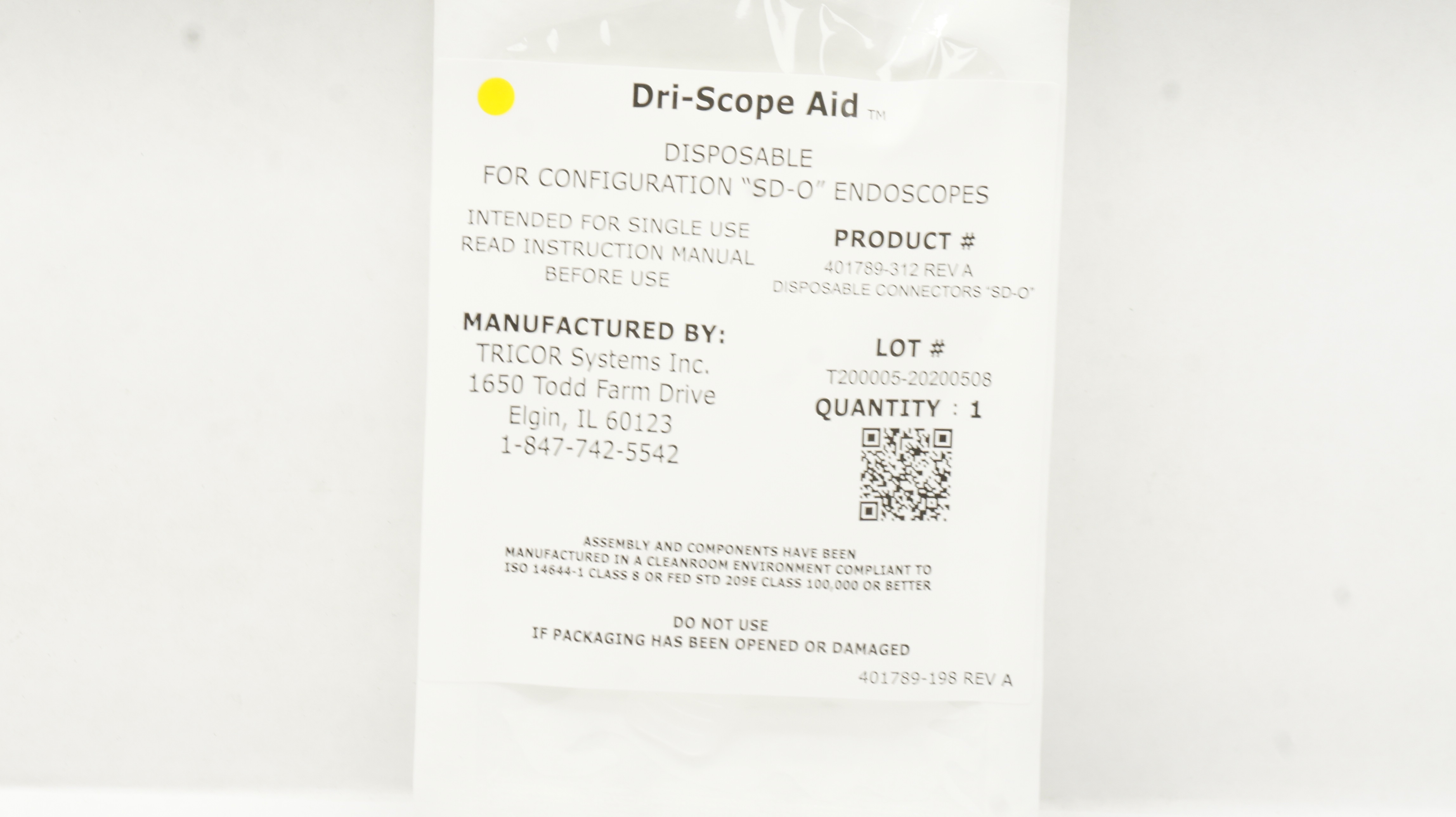 Tricor 401789-312 Dri-Scope Aid Disposable Connectors SD-O
