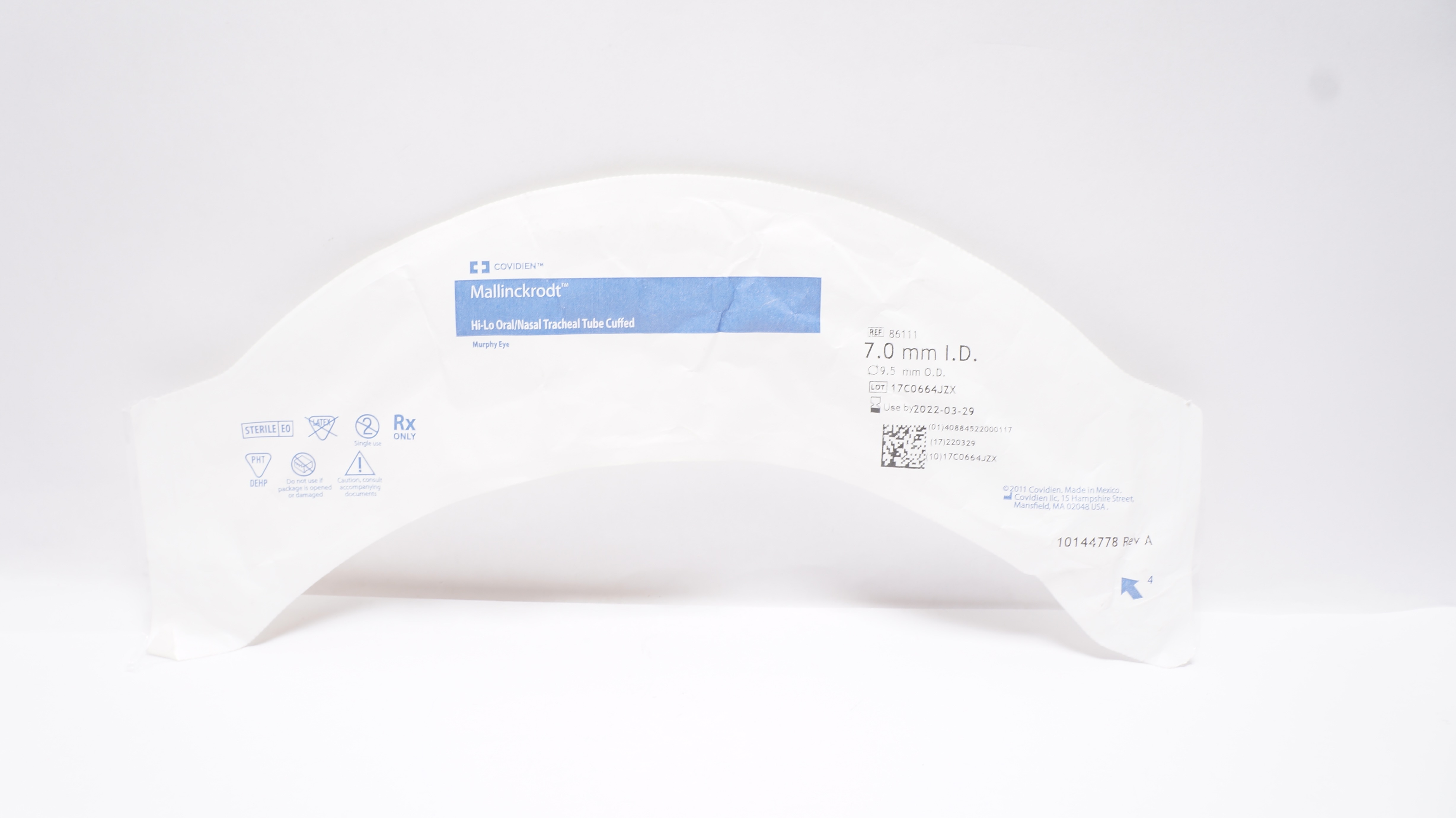 Covidien 86111 Mallinckrodt Hi-Lo Oral/Nasal Tracheal Tube 7.0 ID x 9.5mm OD (x)