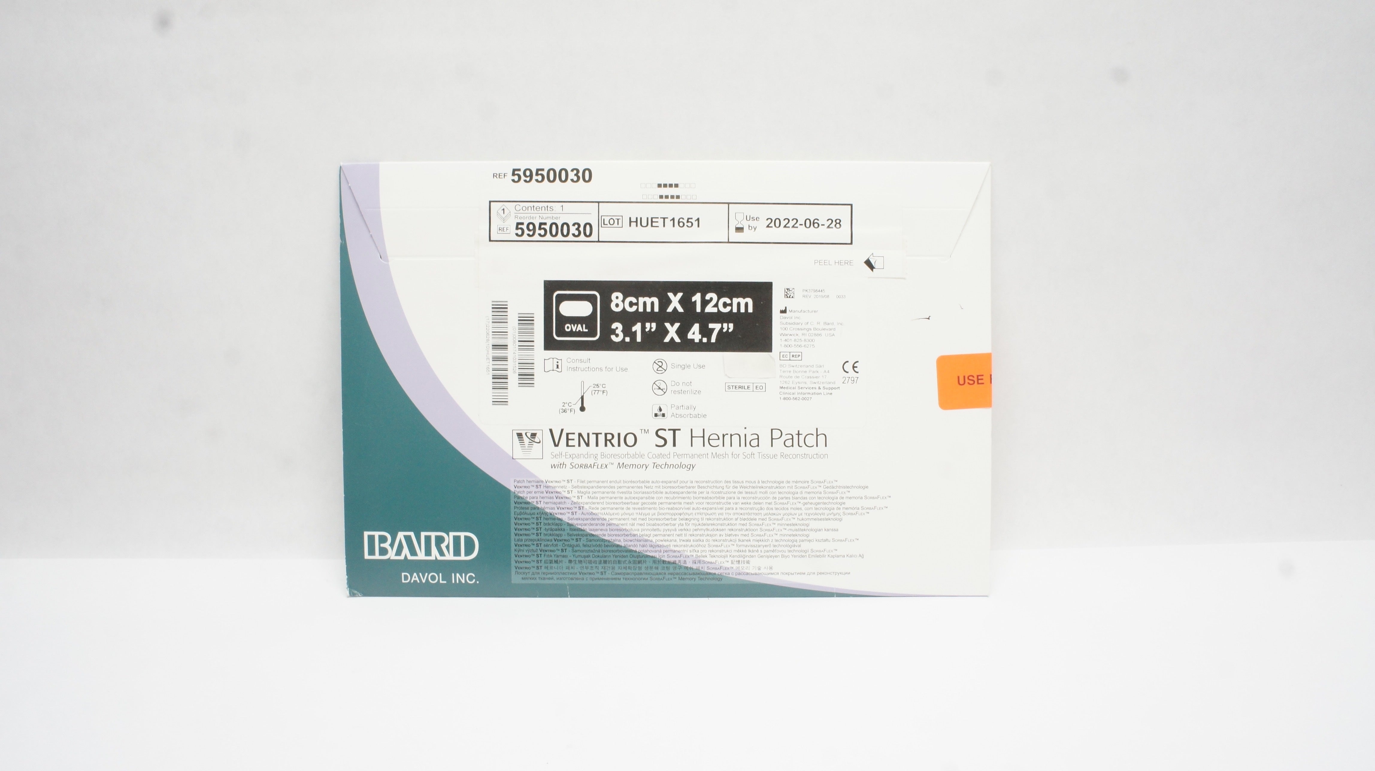 Bard 5950030 Davol Ventrio ST Hernia Patch, Oval 3.1inch x 4.7inch (x)