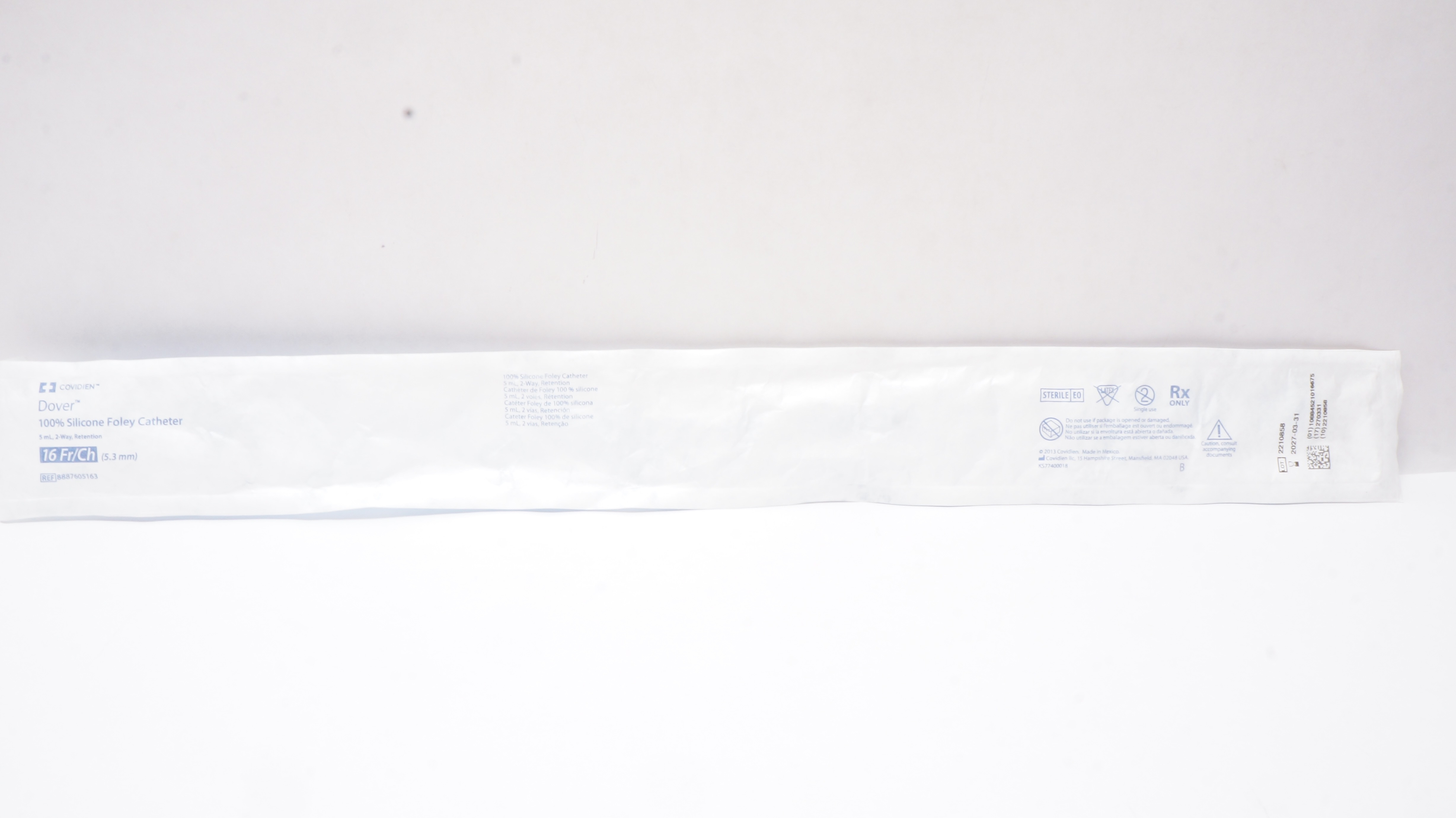 Covidien 8887605163 Dover 100% Silicone Foley Cath. 5ml,2-Way Retention,16Fr/Ch