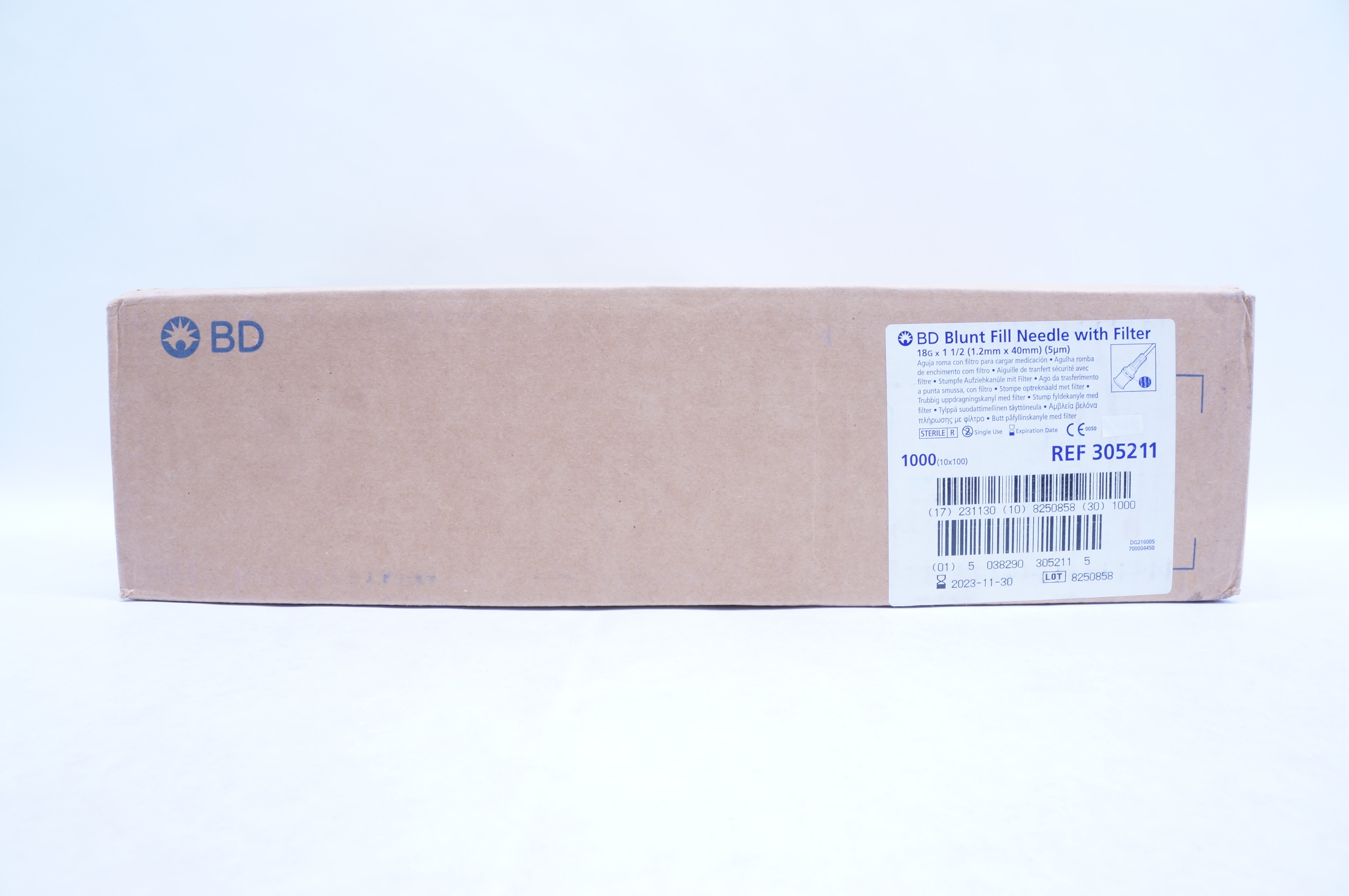 BD 305211 Blunt Fill Ndle with Filter 18G x 1-1/2inch - Case of 1000