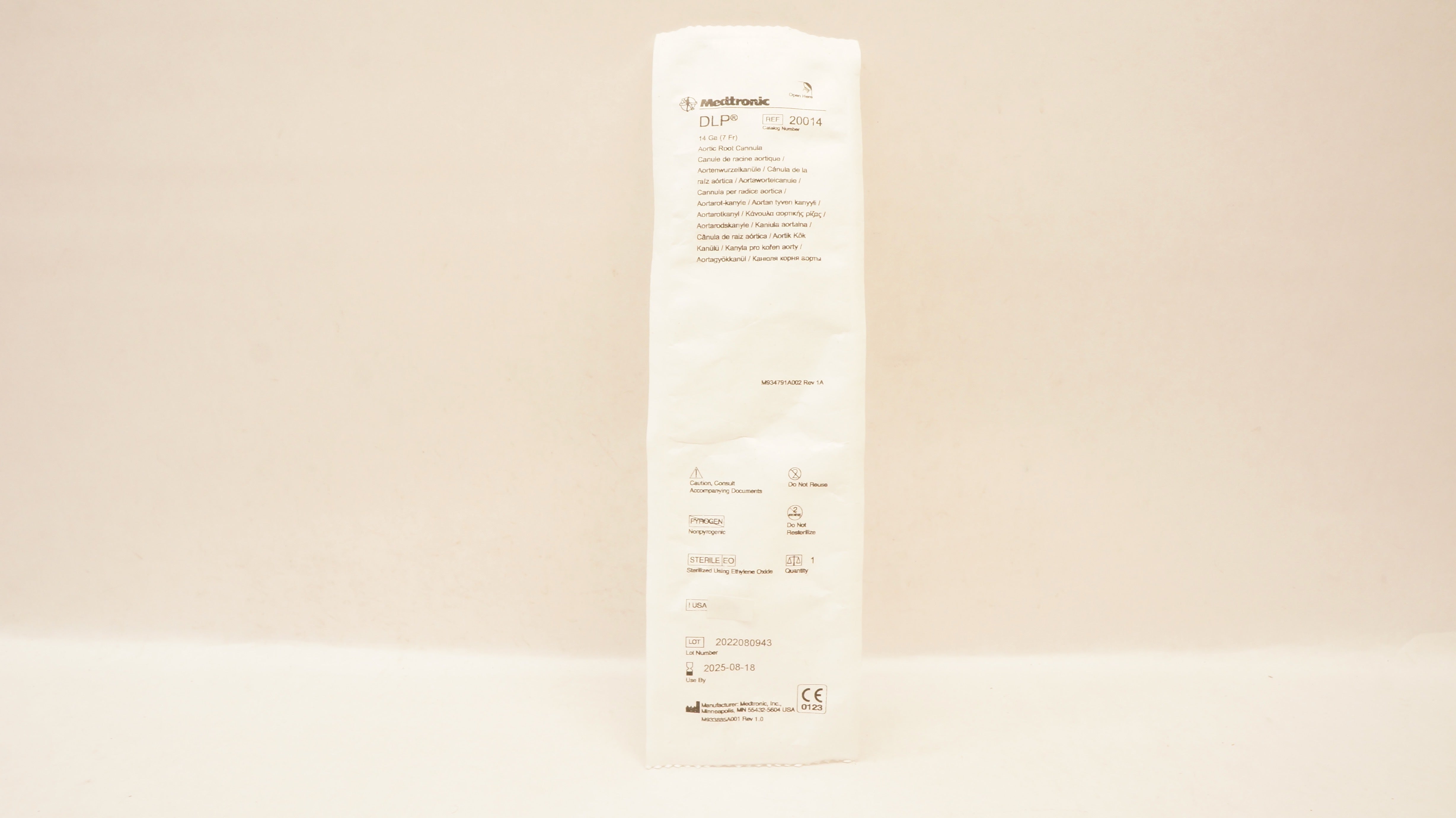 Medtronic 20014 DLP Aortic Root Cannula 14Ga