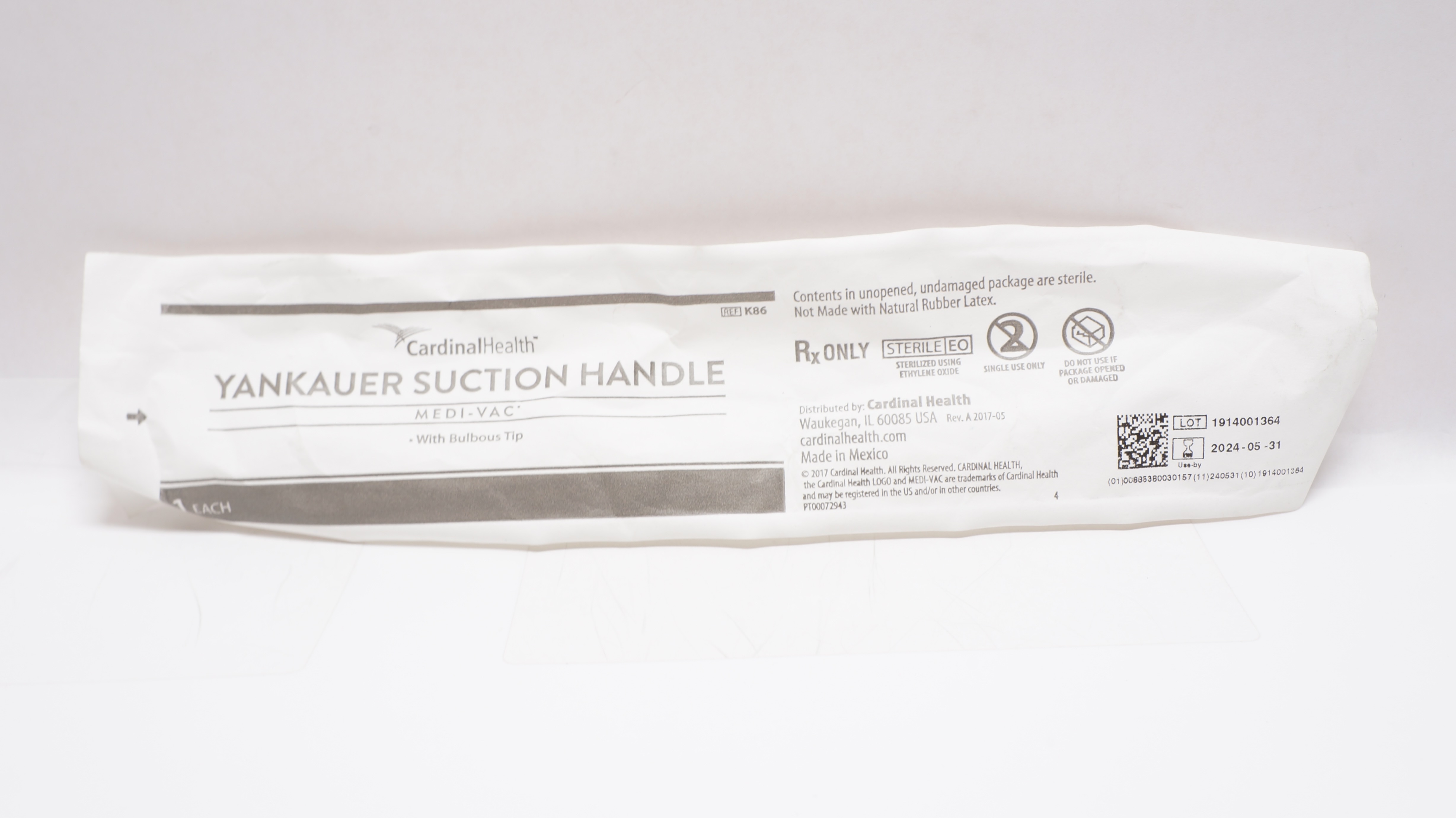 Cardinal Health K86 Medi-Vac Yankauer Suction Handle With Bulbous Tip