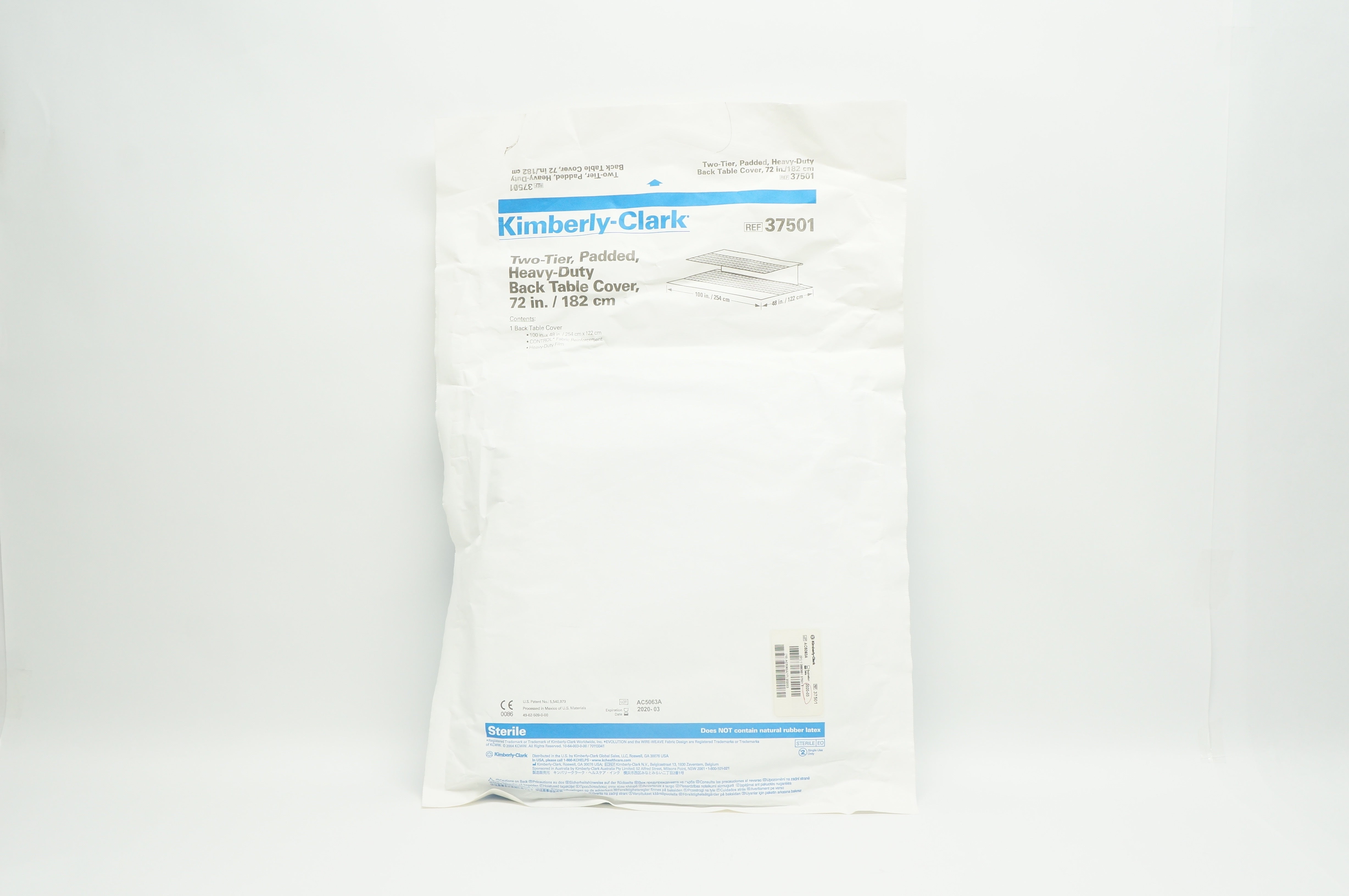Kimberly-Clark 37501 Two-Tier Padded Heavy-Duty Back Table Cover 72inch (x)