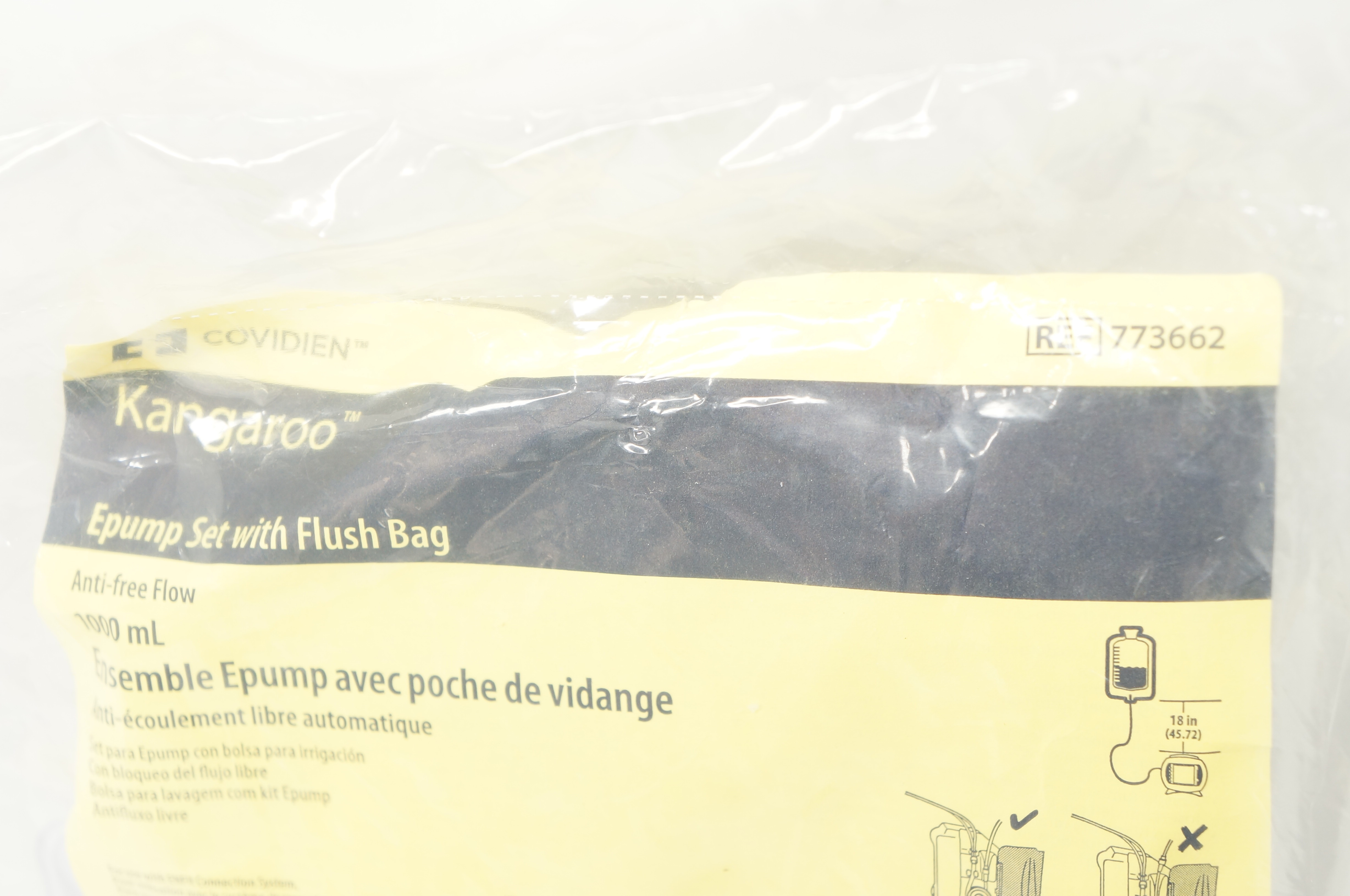 Covidien 773662 Kangaroo Epump Set with Flush Bag Anti-Free Flow 1000mL