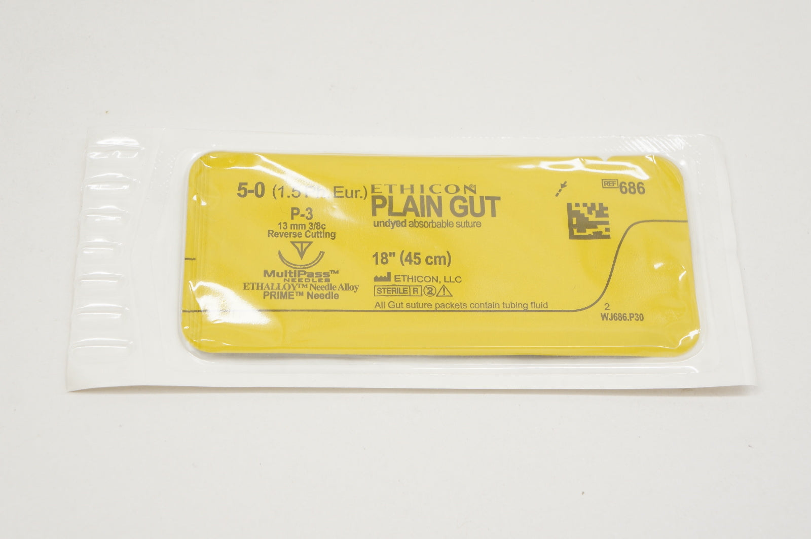 Ethicon 686 5-0 PLAIN GUT, P-3, 13mm 3/8c, 18inch