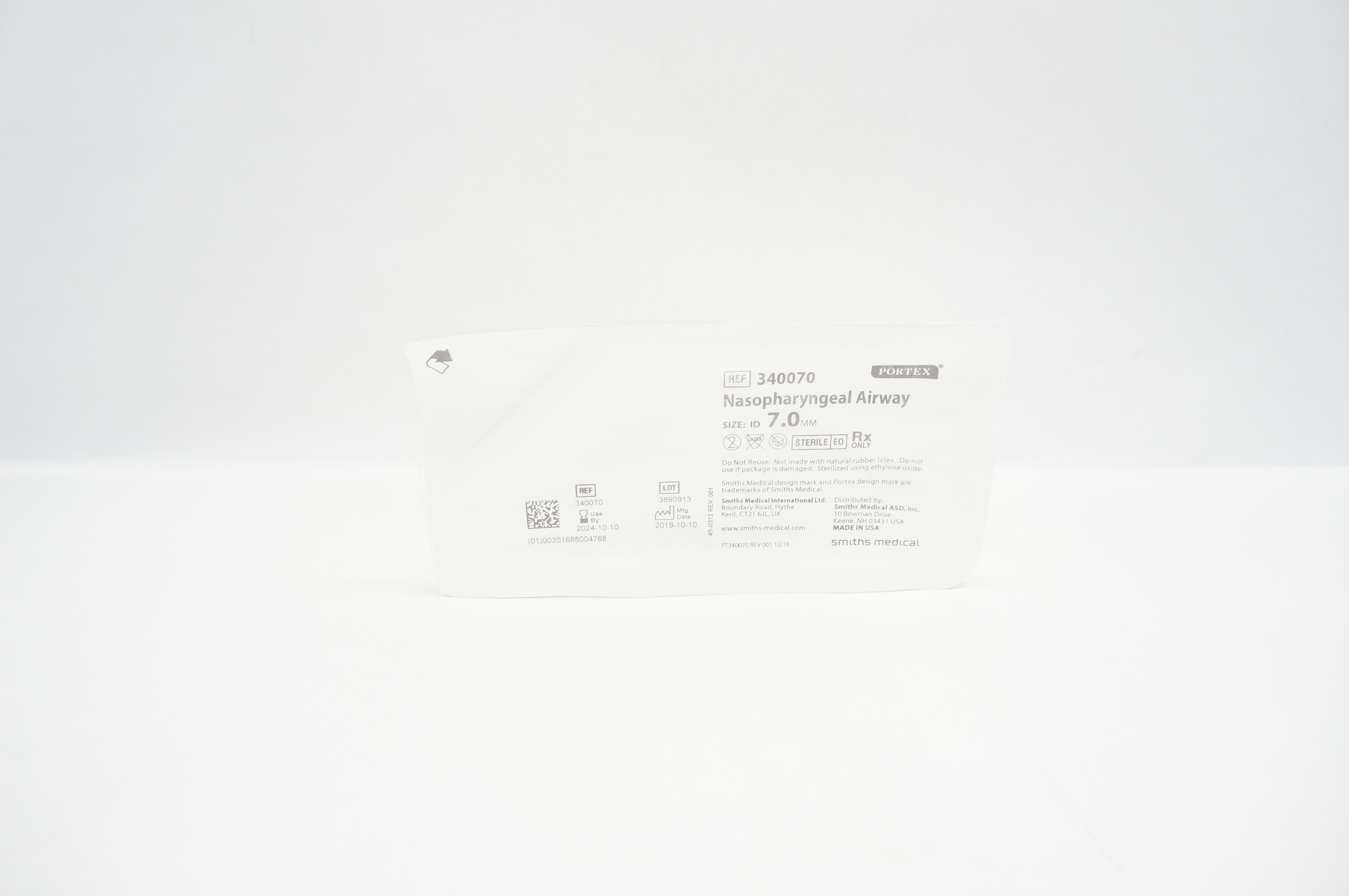 Smiths Medical 340070 Nasopharyngeal Airway, Size 7.0mm