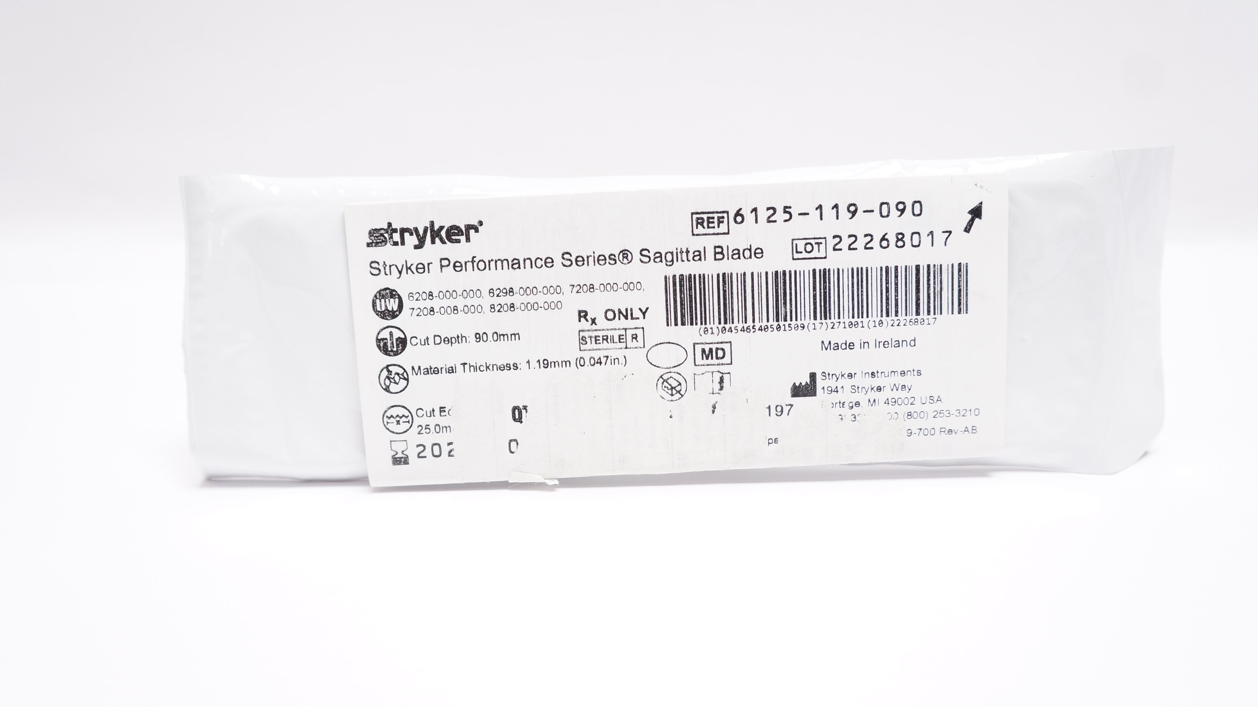 Stryker 6125-119-090 Performance Series Sagittal Blade 25 x 90mm x 0.047inch