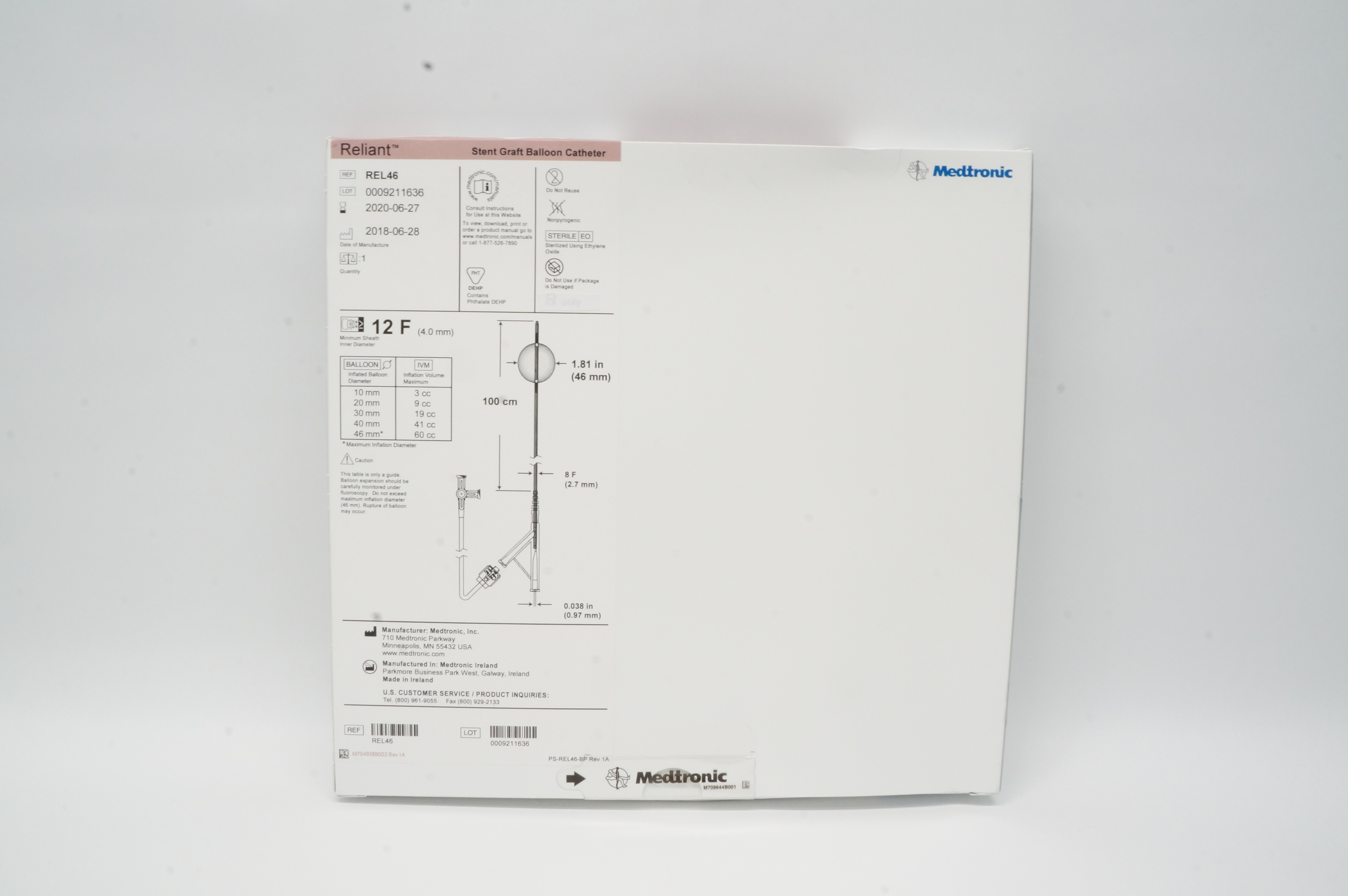 Medtronic REL46 Reliant Stnt. Graft Balloon Cath. 12F x 1.81inch x 100cm (x)