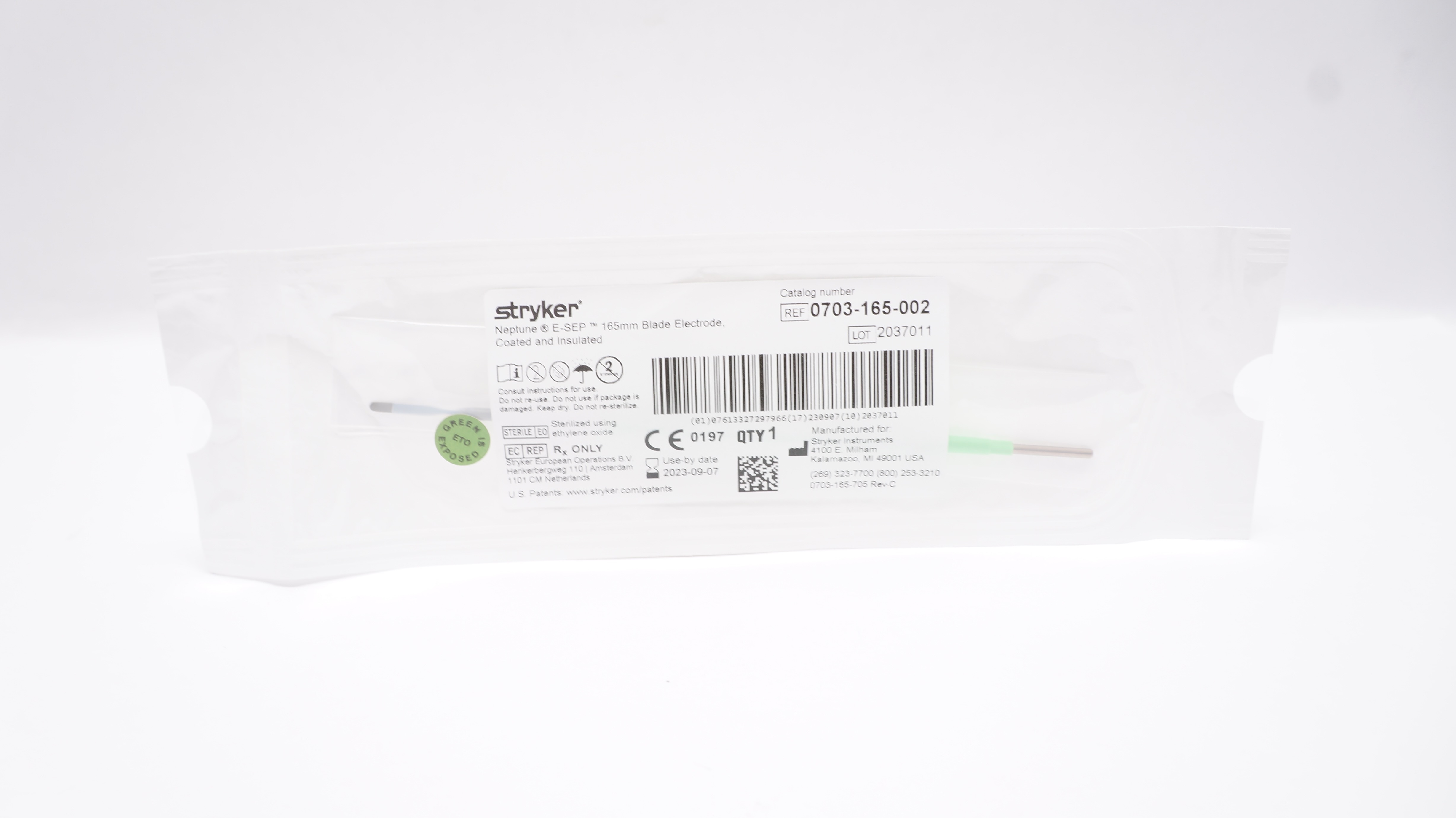 Stryker 0703-165-002 Neptune E-SEP 165mm Blade Electrode, Coated & Insulated (x)