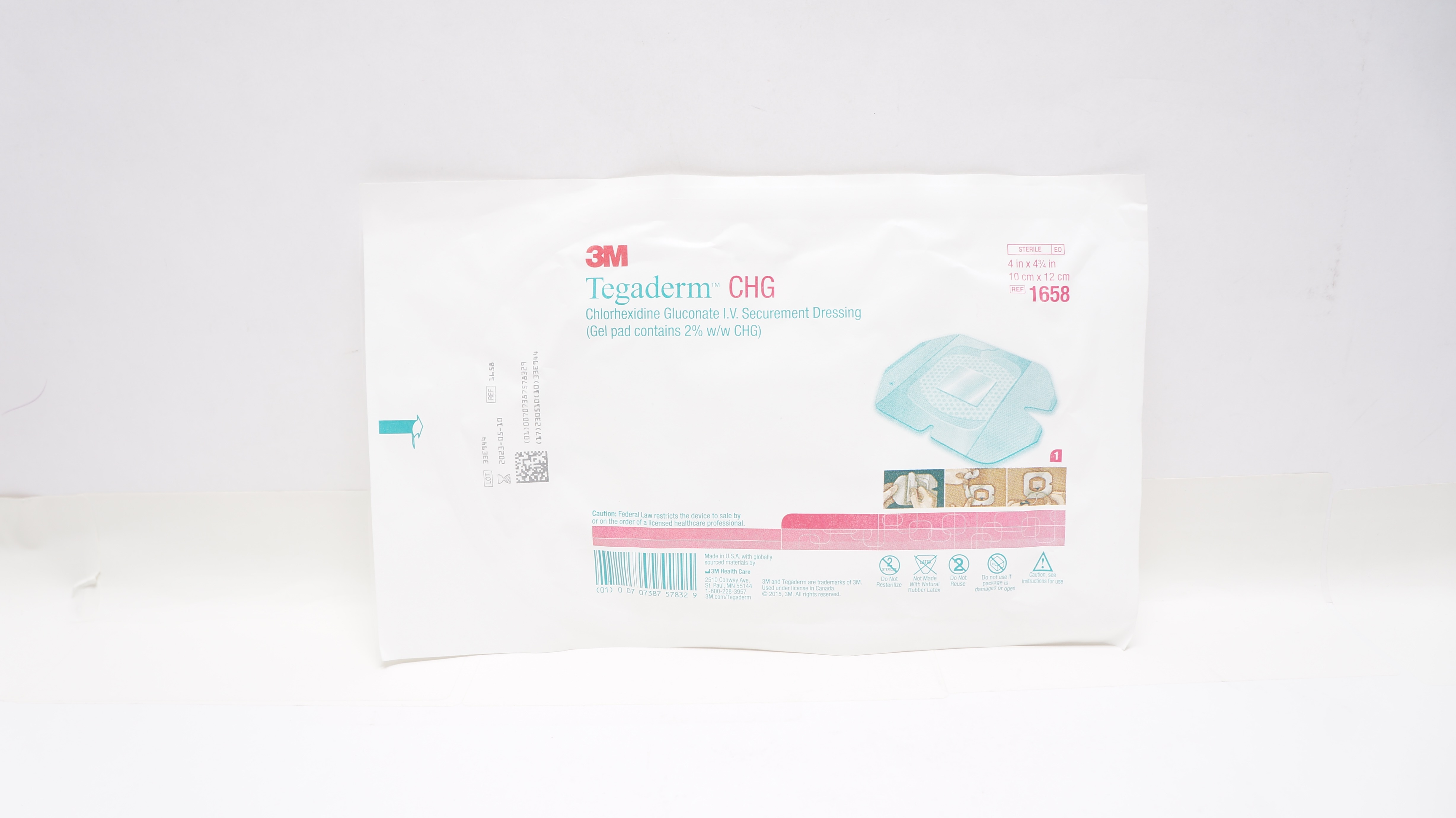 3M 1658 Tegaderm CHG Chlorhexidine Gluconate I.V. Securement Dressing (x)