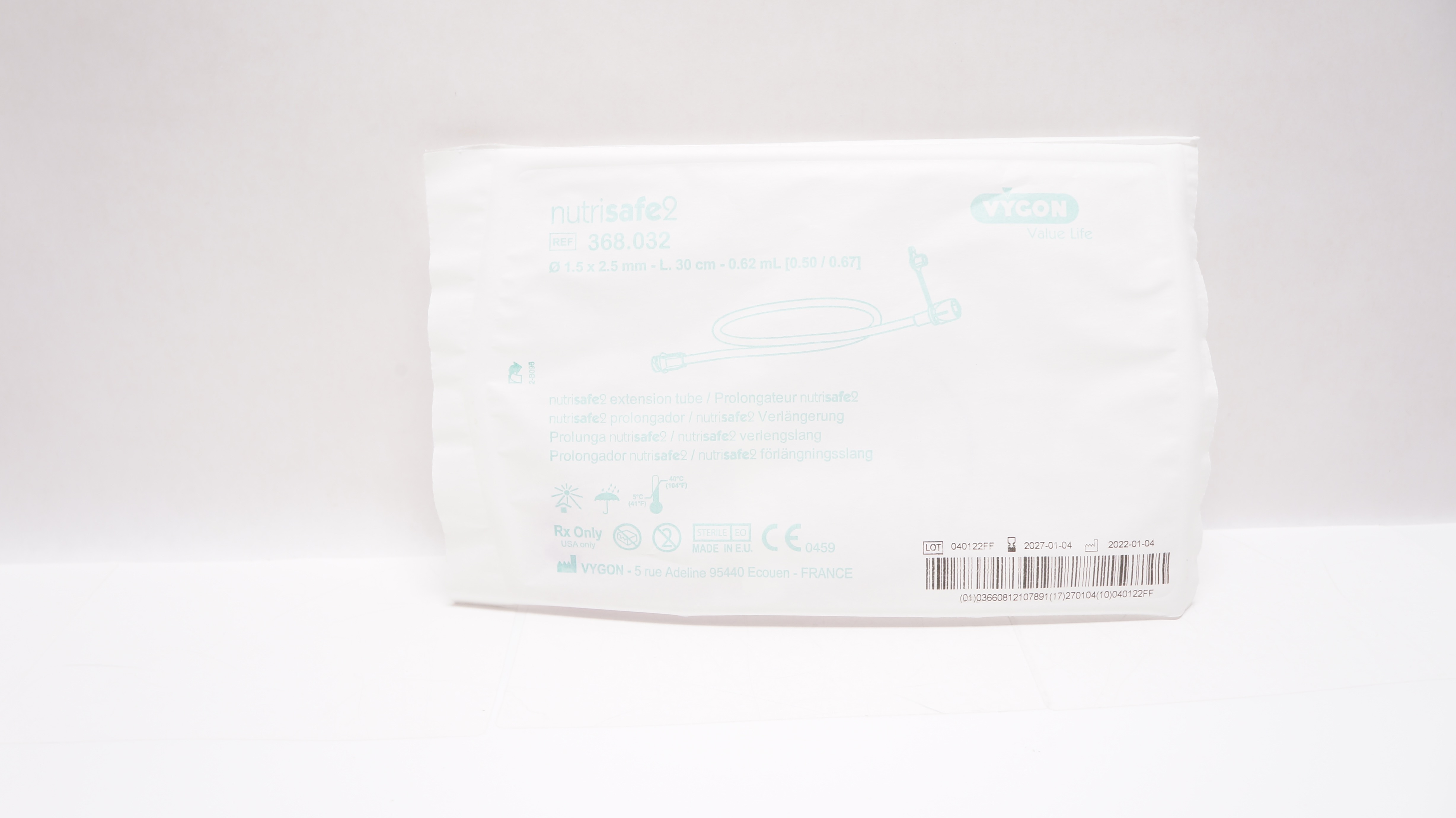 Vygon 368.032 Nutrisafe2 Value Life 0.5 x 2.5mm-L.30cm-0.62ml