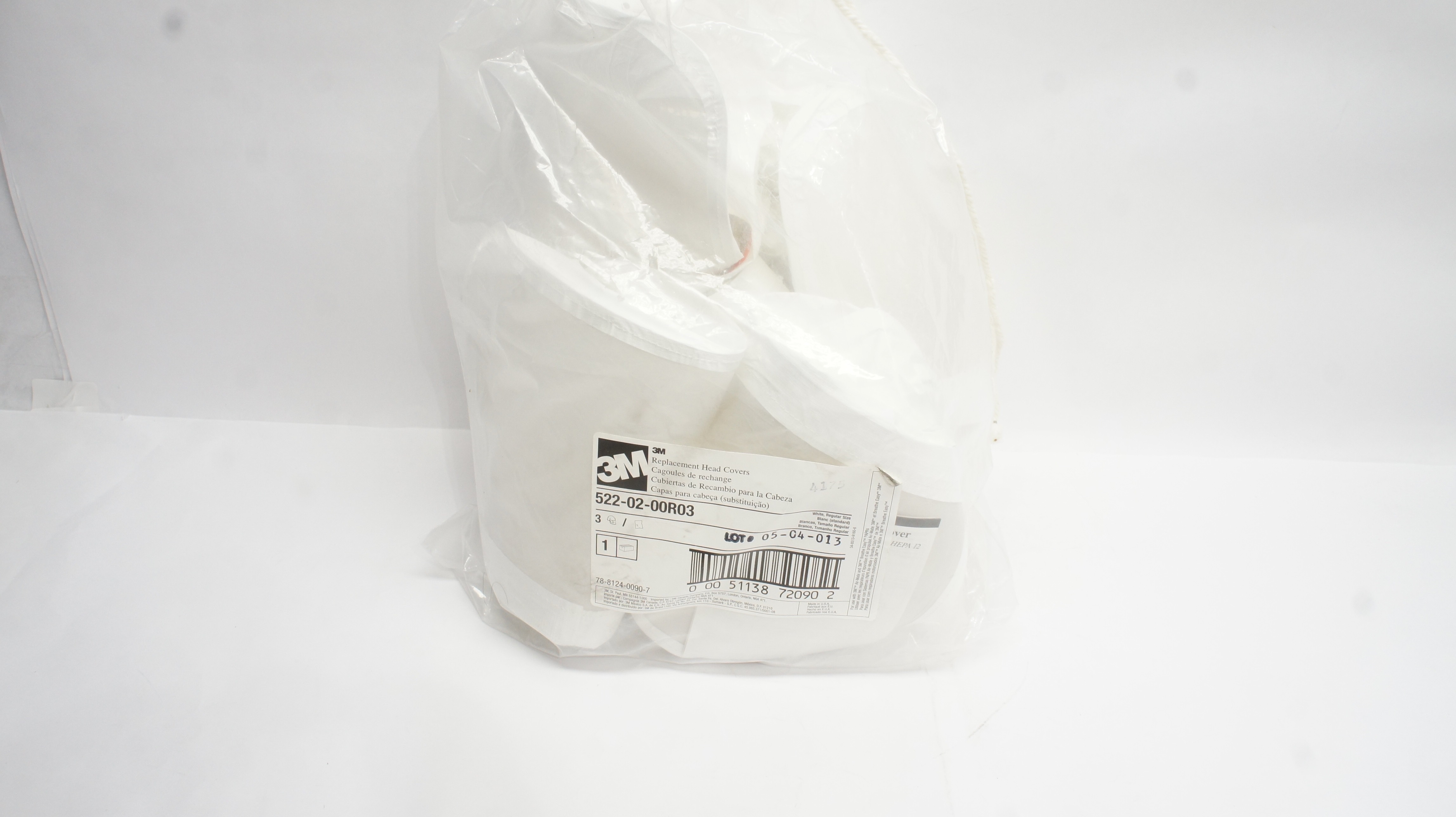 3M 522-02-00R03 Replacement Head Covers,White,Regular - Pack of 3