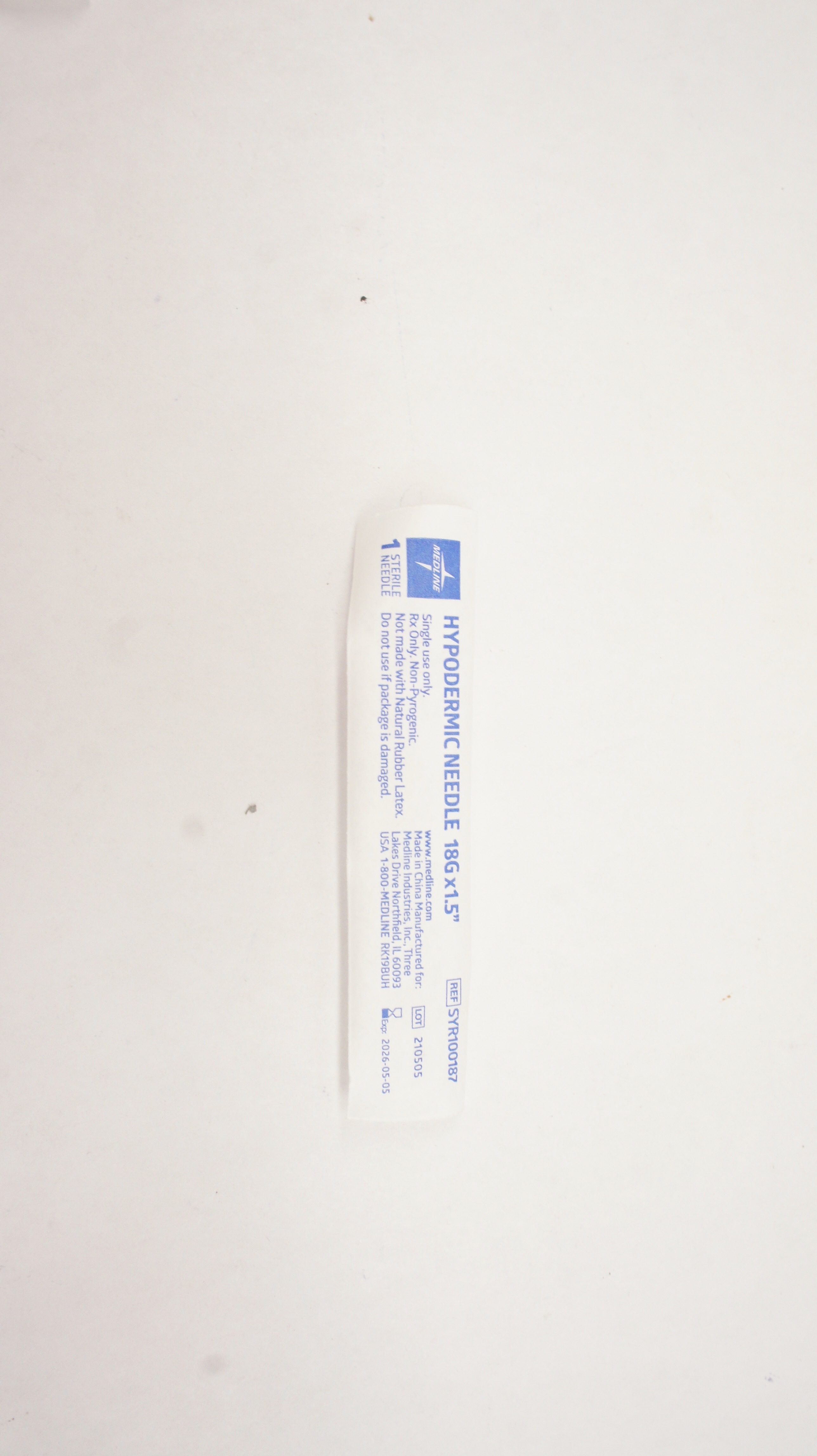 Medline SYR100187 Hypodermic Ndle 18G x 1.5inch