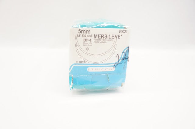 Ethicon RS21 5mm MERSILENE, White Woven,BP-1 65mm 1/2c, 12inch (x) - Box of 2