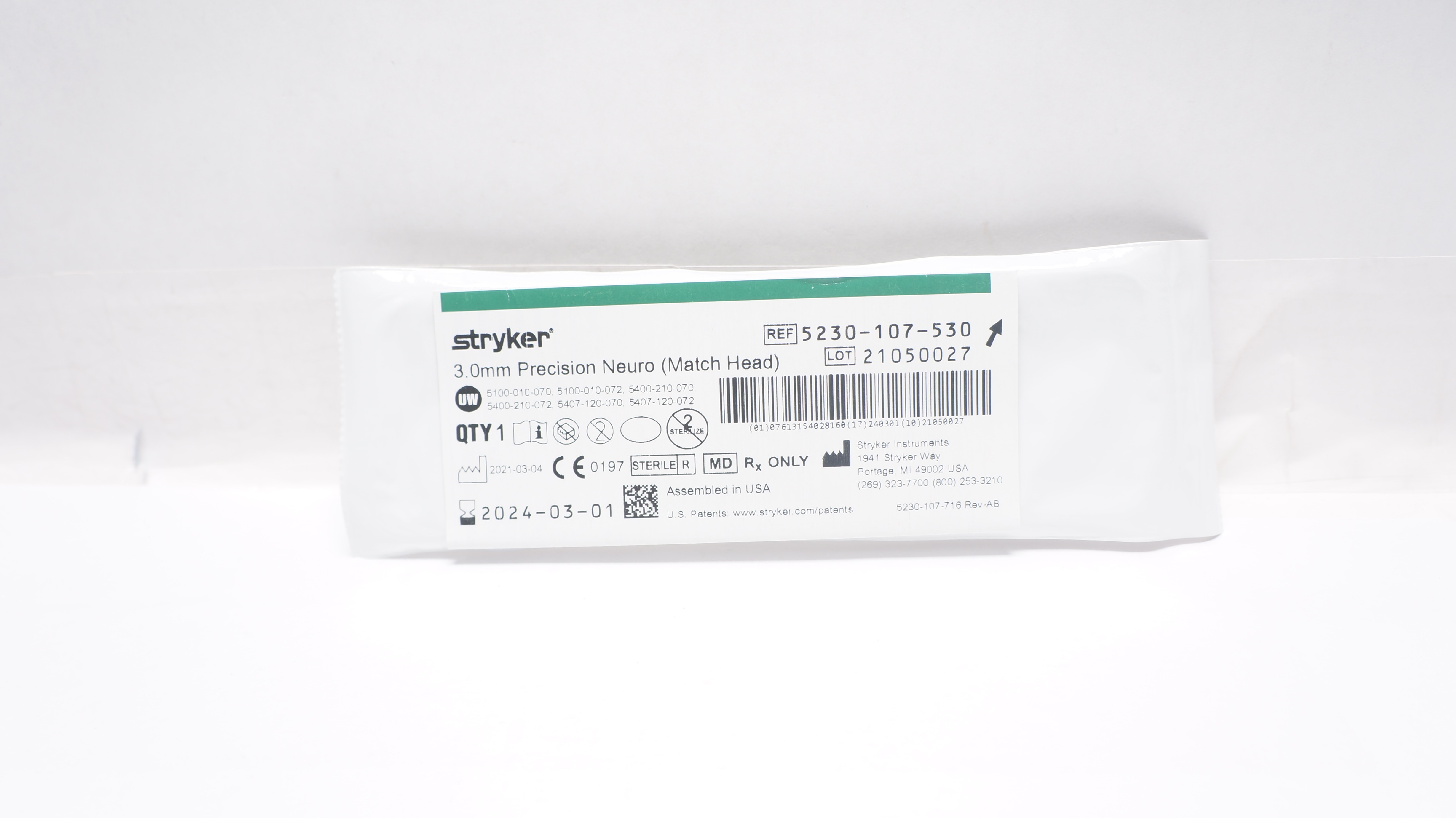 Stryker 5230-107-530 Precision Neuro (Match Head) 3.0mm (x)