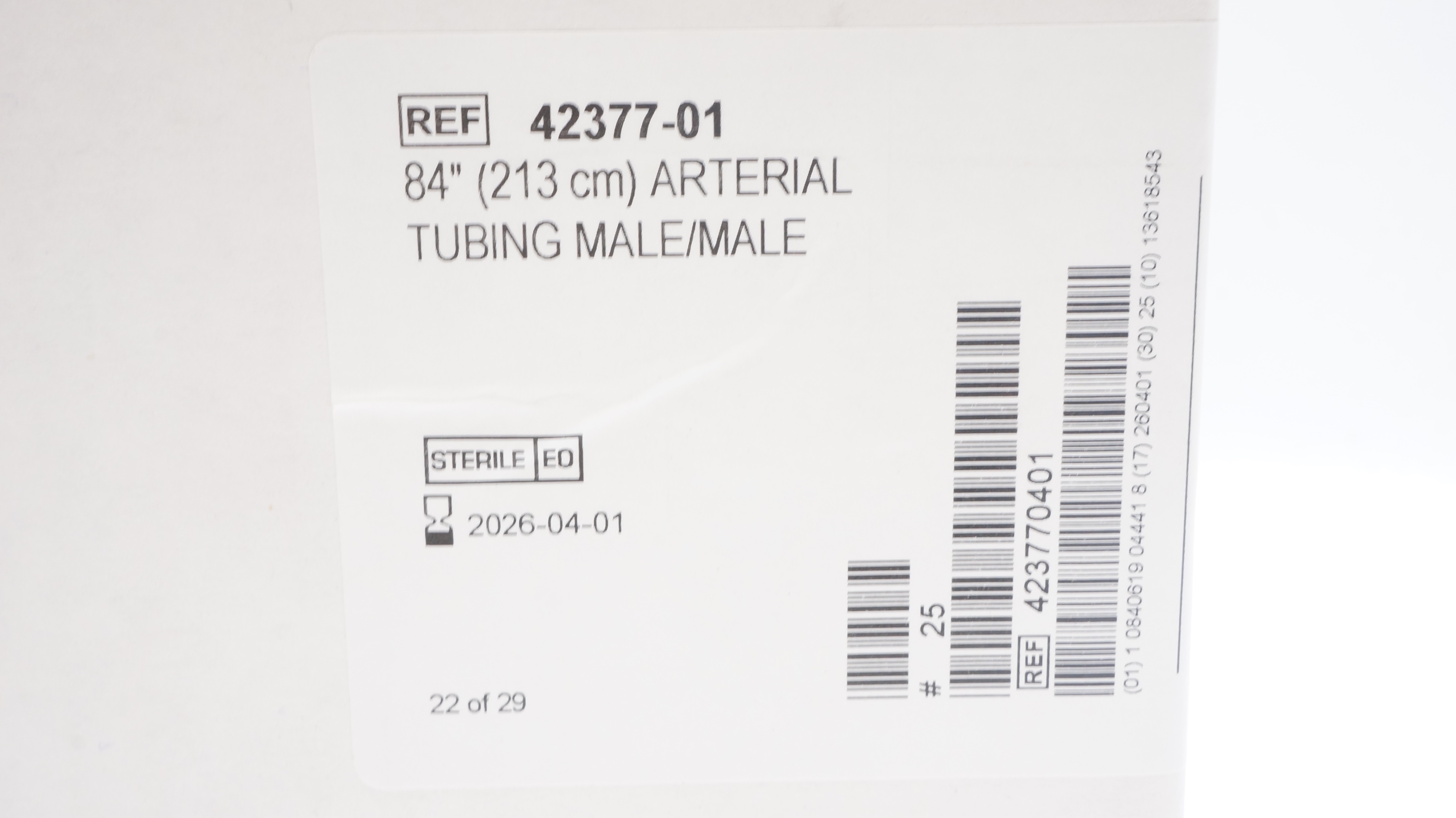 ICU Medical 42377-01 Arterial Tubing Male/Male 84Inch - Box of 25
