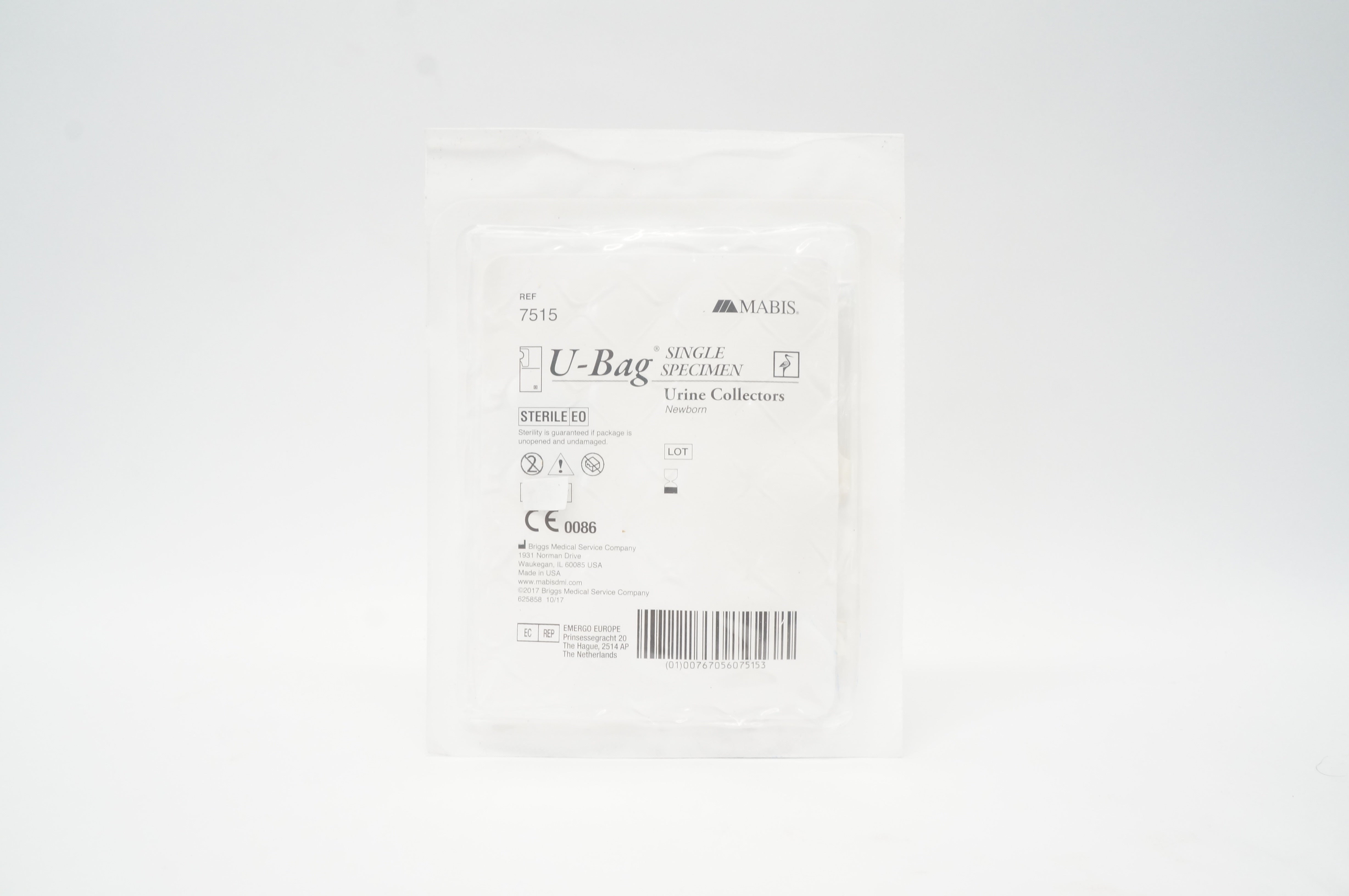 Mabis 7515 Briggs Medical U-Bag Single Specimen Urine Collectors Newborn