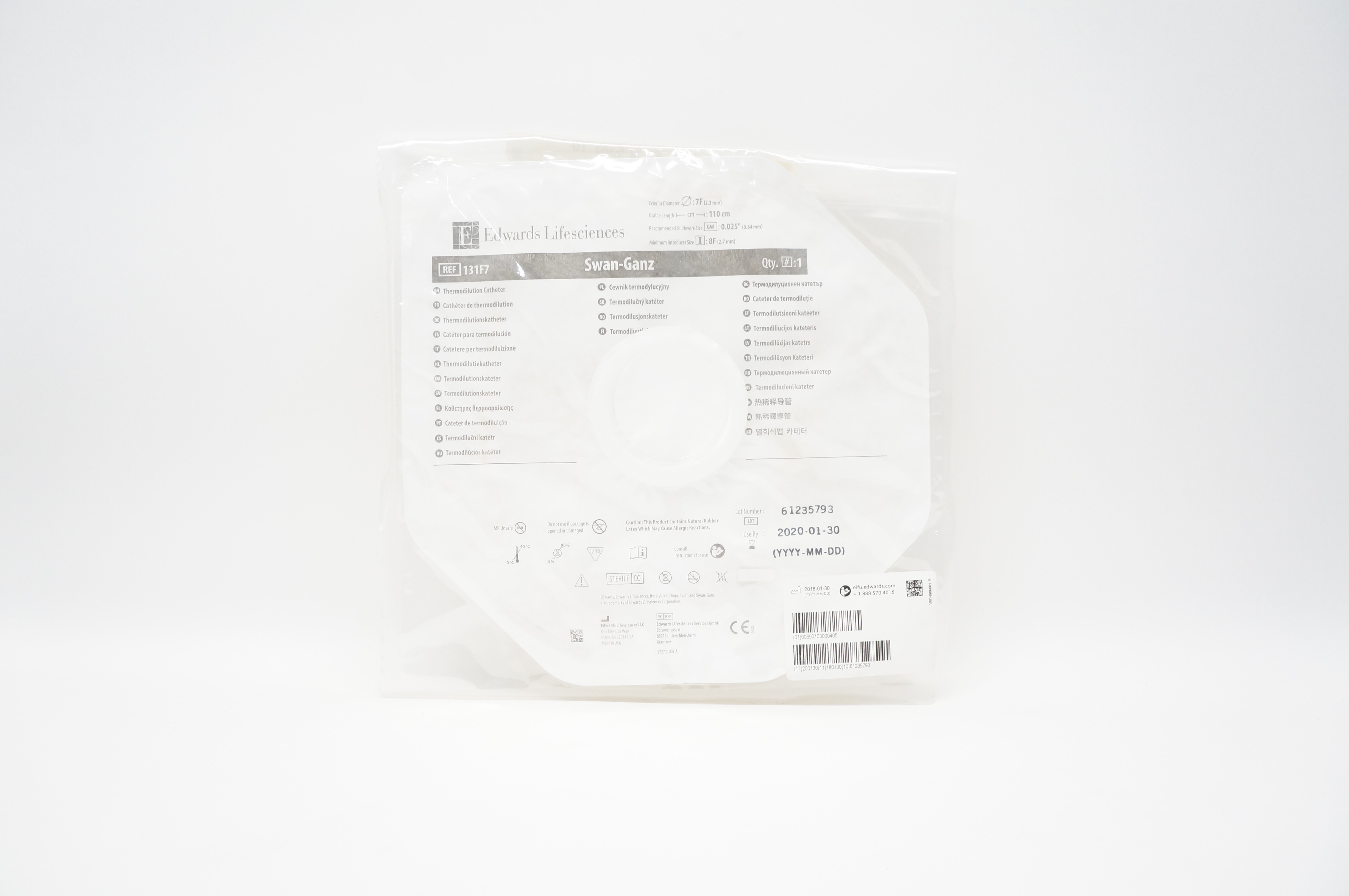 Edwards Lifesciences 131F7 Thermodilution Cath. 7F 110cm 0.025inch (x)