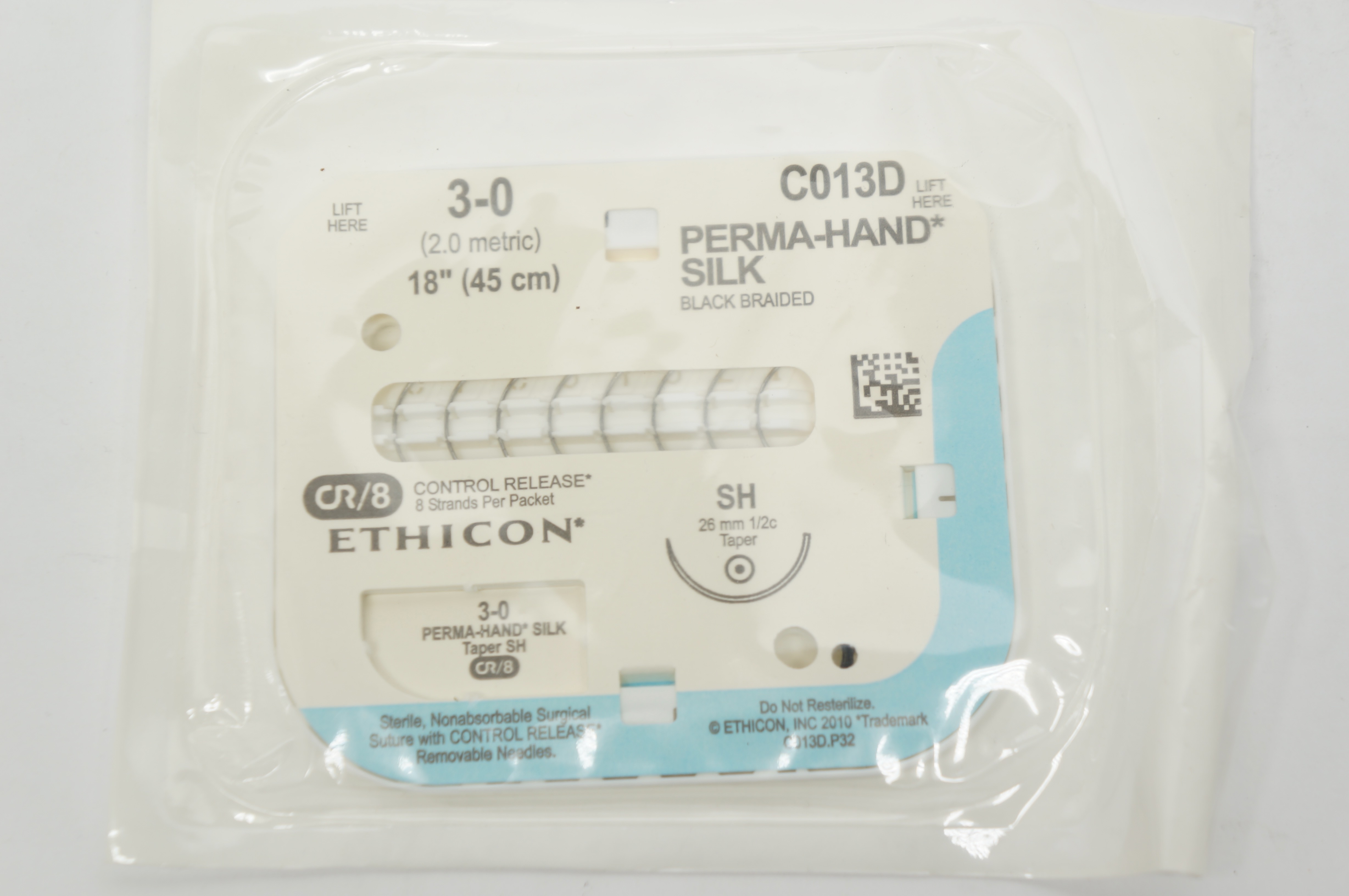 Ethicon C013D 3-0 PERMA-HAND Silk, SH, 26mm 1/2c Taper, 18inch