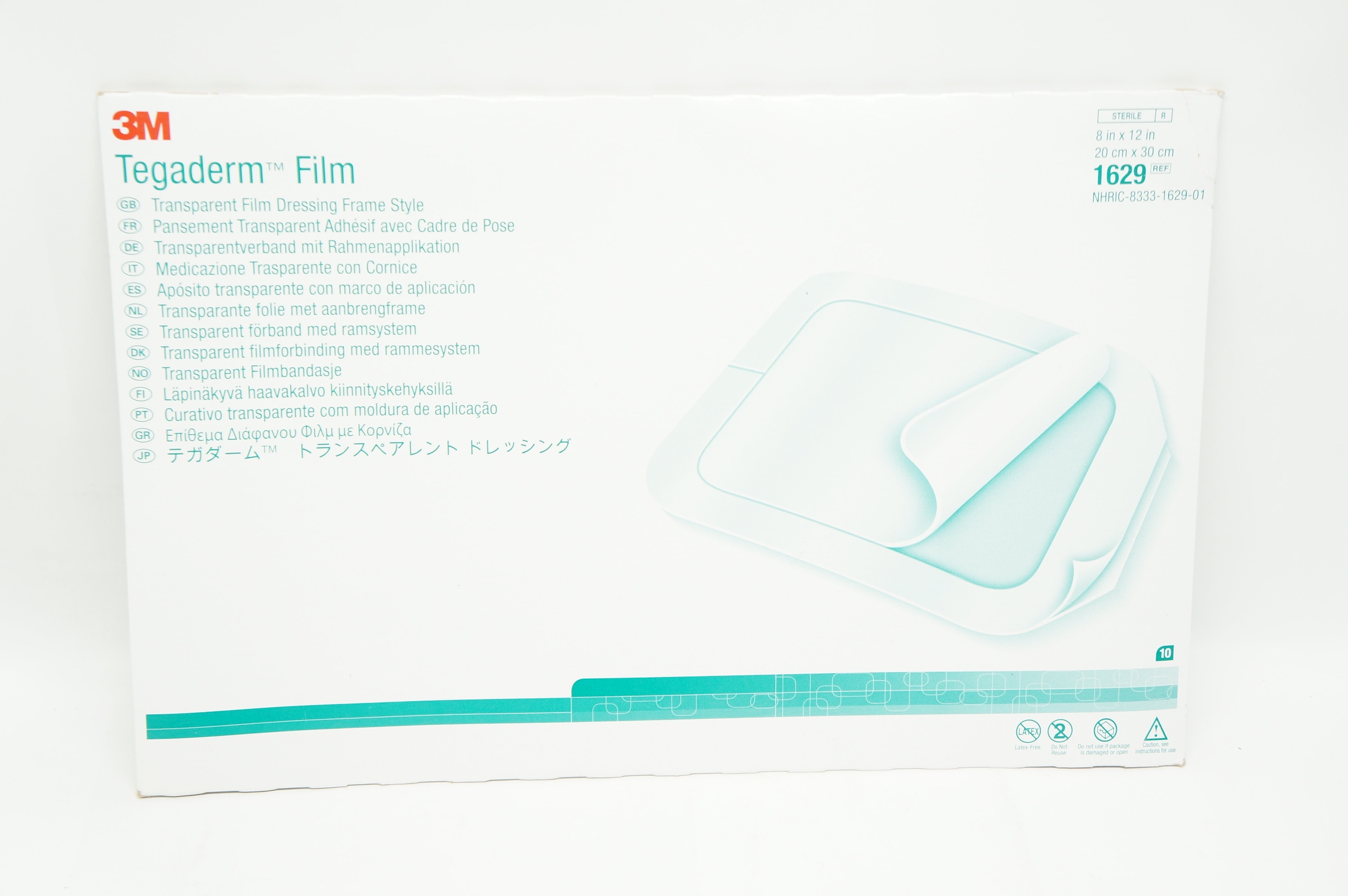 3M 1629 Tegaderm Transparent Film Dressing Frame Style 8 in. x 12 in. (x)