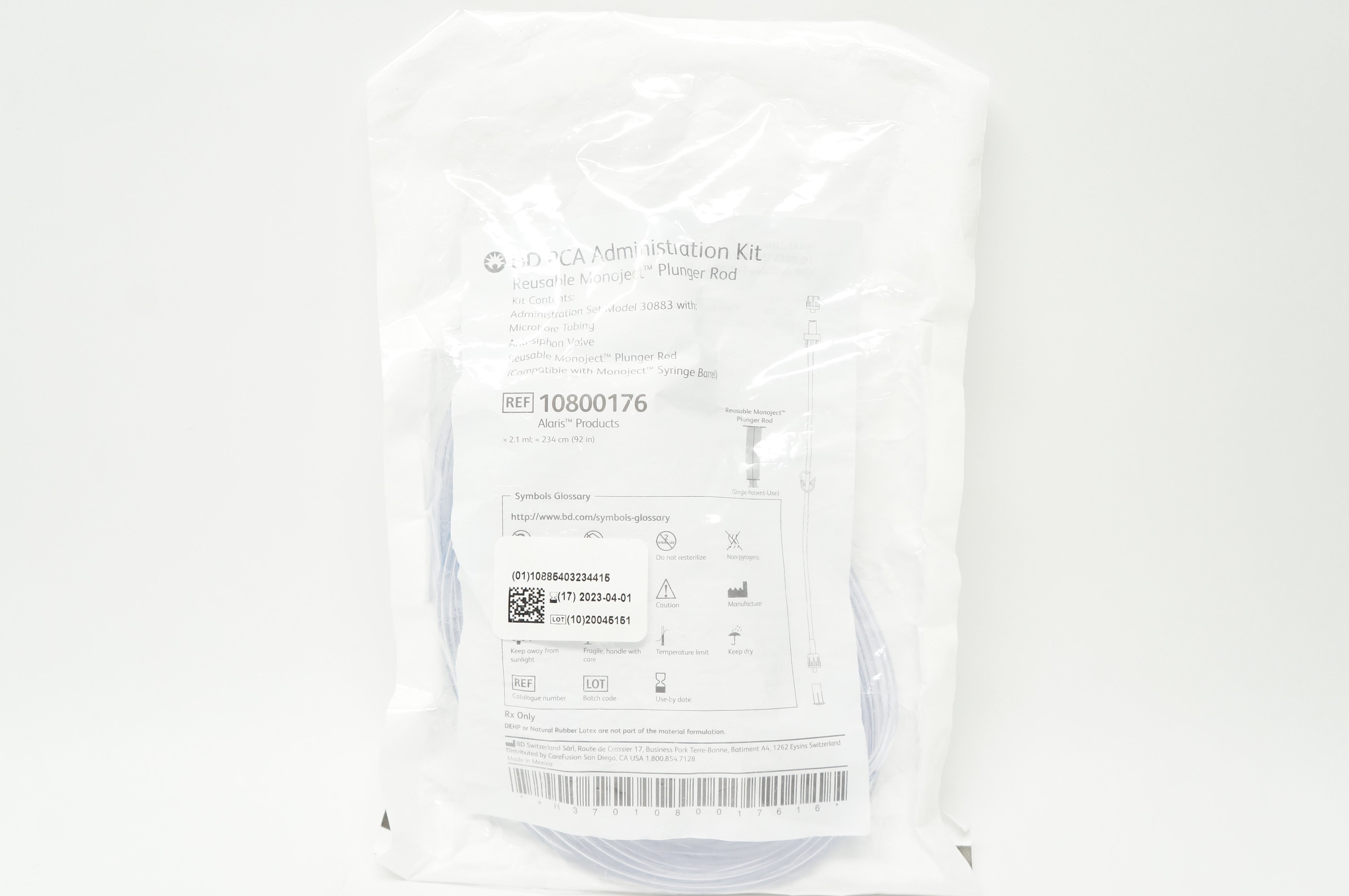 BD 10800176 PCA Administration Kit, 2.1mL, 92inch